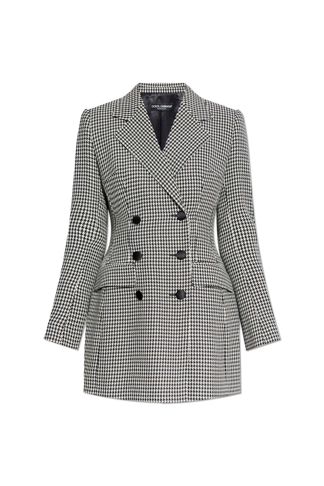 Shop Dolce & Gabbana Double-breasted Houndstooth Jacket In Multicolour