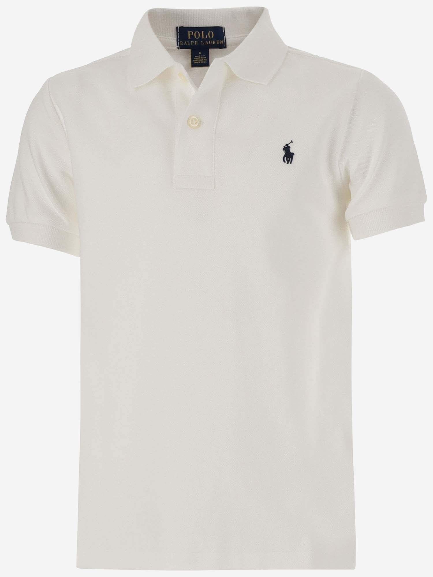 Shop Polo Ralph Lauren Cotton Polo Shirt With Logo In White