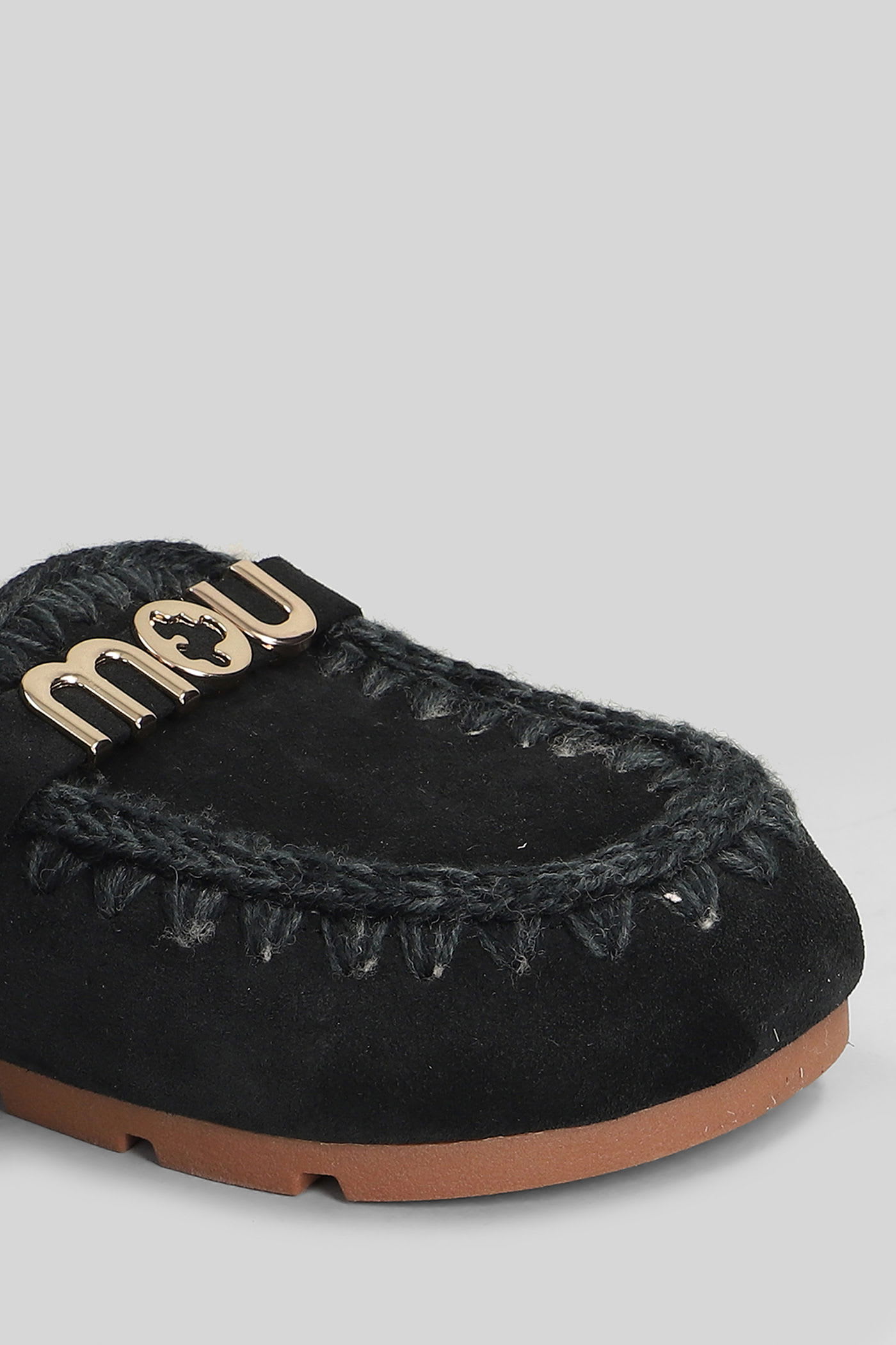 Mou Winter Bio Slide Slipper-mule In Black Suede In Black