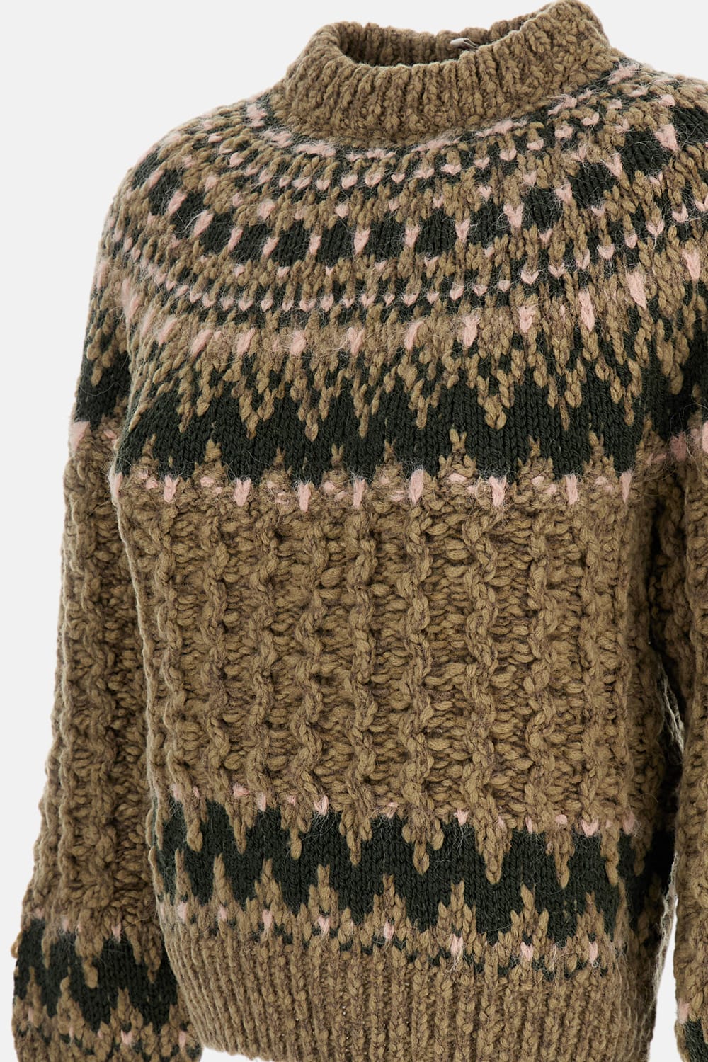 Moncler Patterned Mock-neck Sweater In Brown