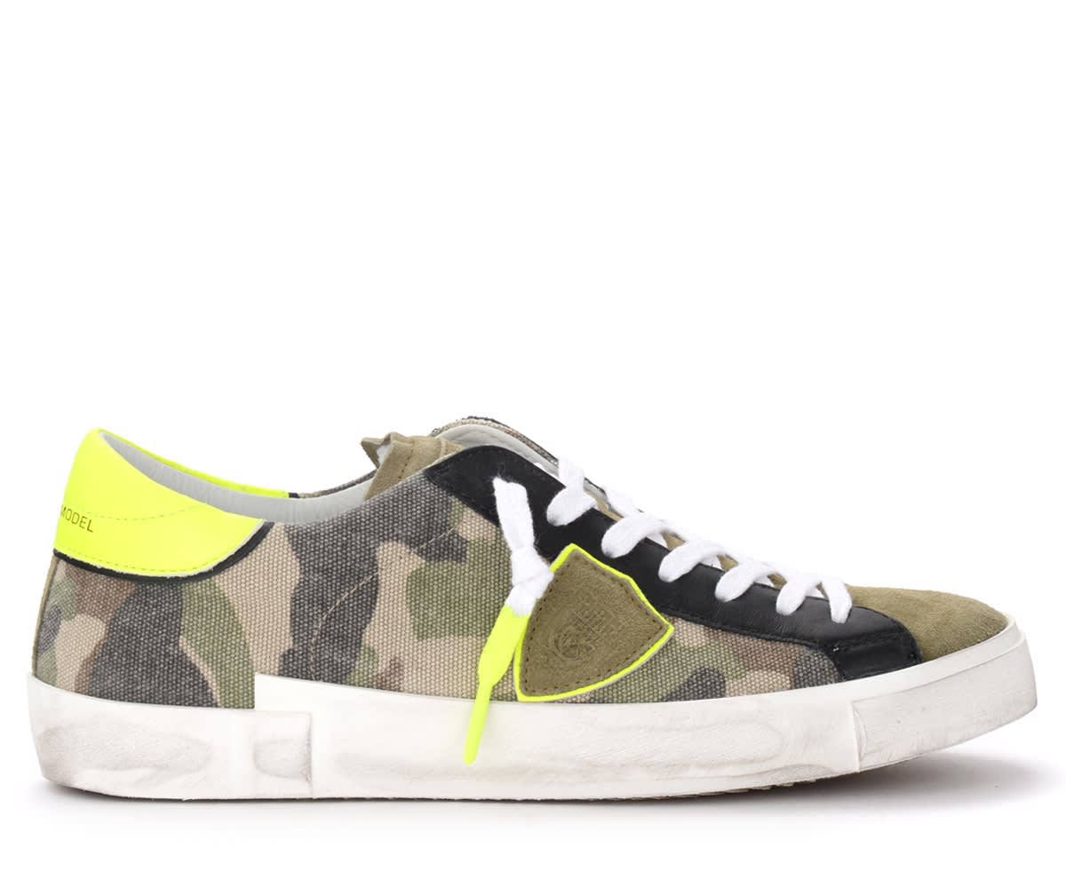 Sneaker Philippe Model Paris X Made Of Camouflage Fabric