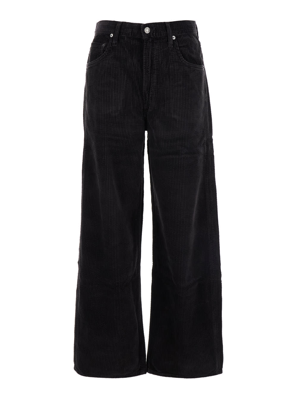 Shop Agolde Black Wide Jeans In Corduroy Woman