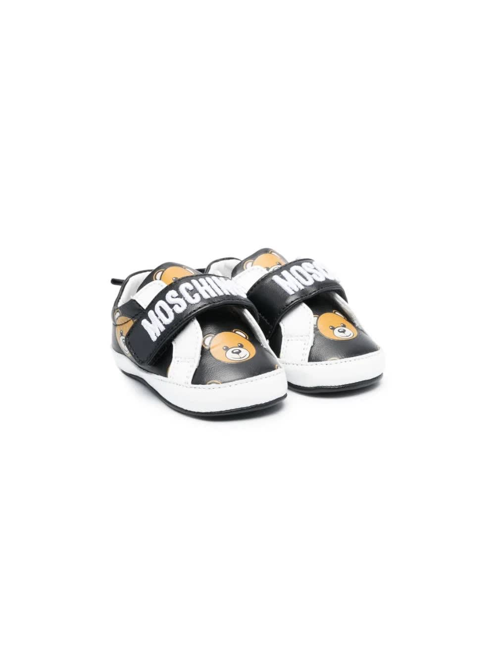Moschino Kids' Teddy Bear Sneakers With Print In Black
