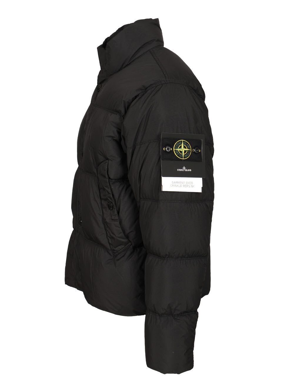 Stone Island Down Jacket In Lightweight Recycled Nylon Reps In Black