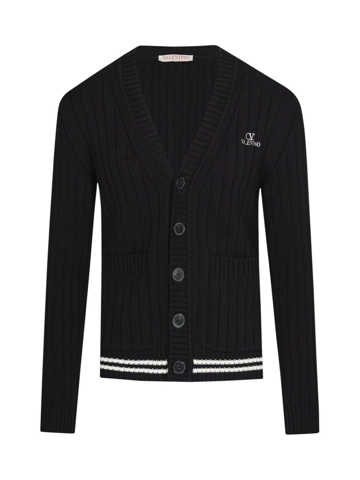 Valentino Ribbed-knit Long-sleeved Cardigan