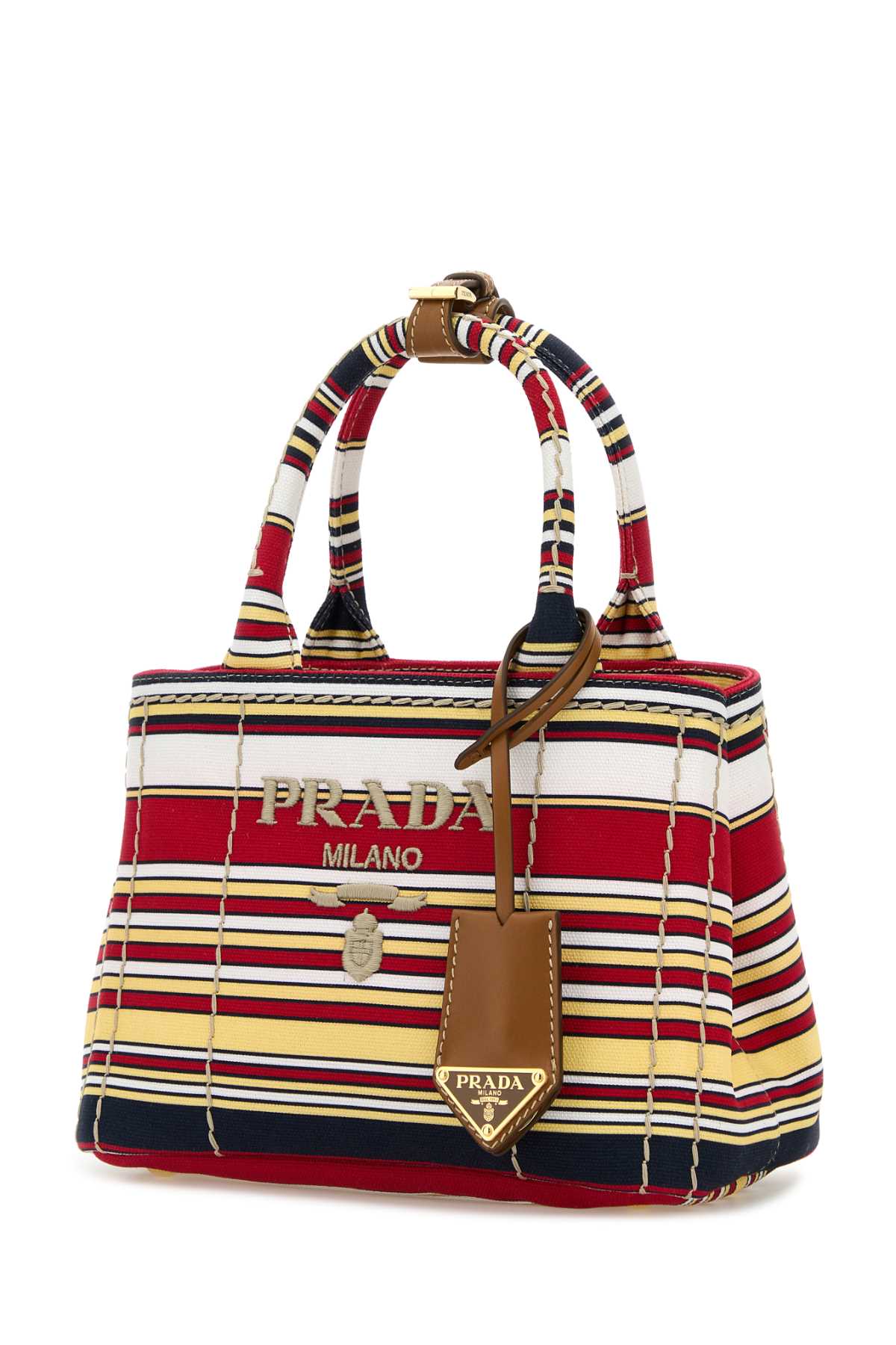 Prada Mini Handbag With Embroidered Design And Stripes In Animal Print