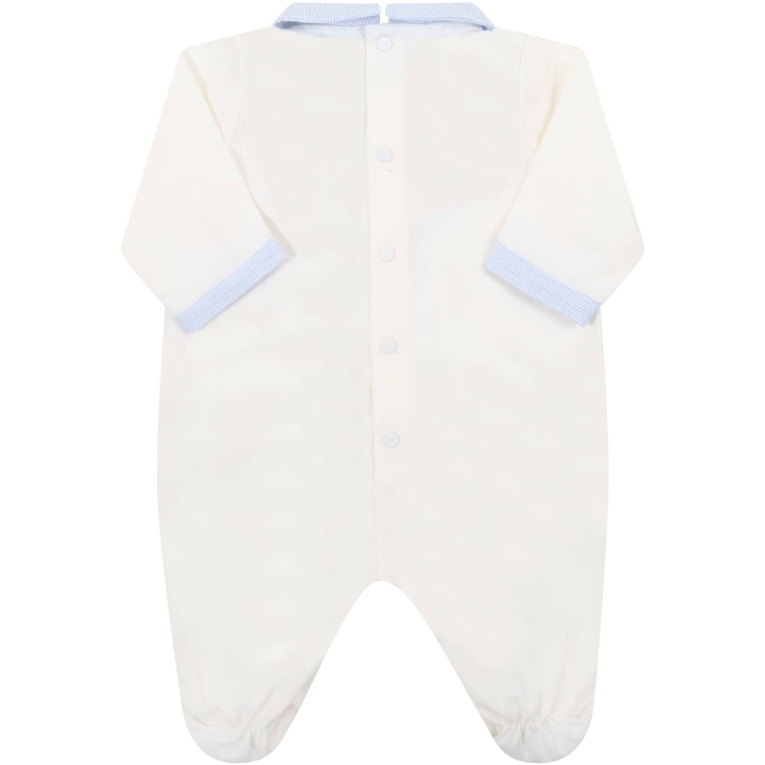 Shop Armani Collezioni Ivory Babygrow For Babyboy With Logo In White