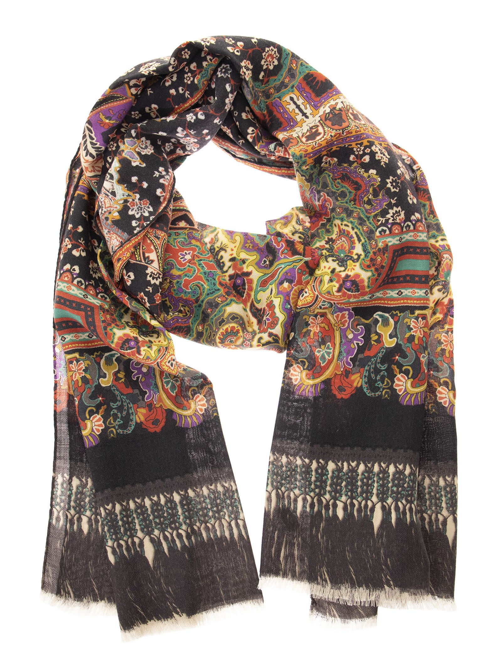 Etro Paisley Cashmere And Silk Scarf