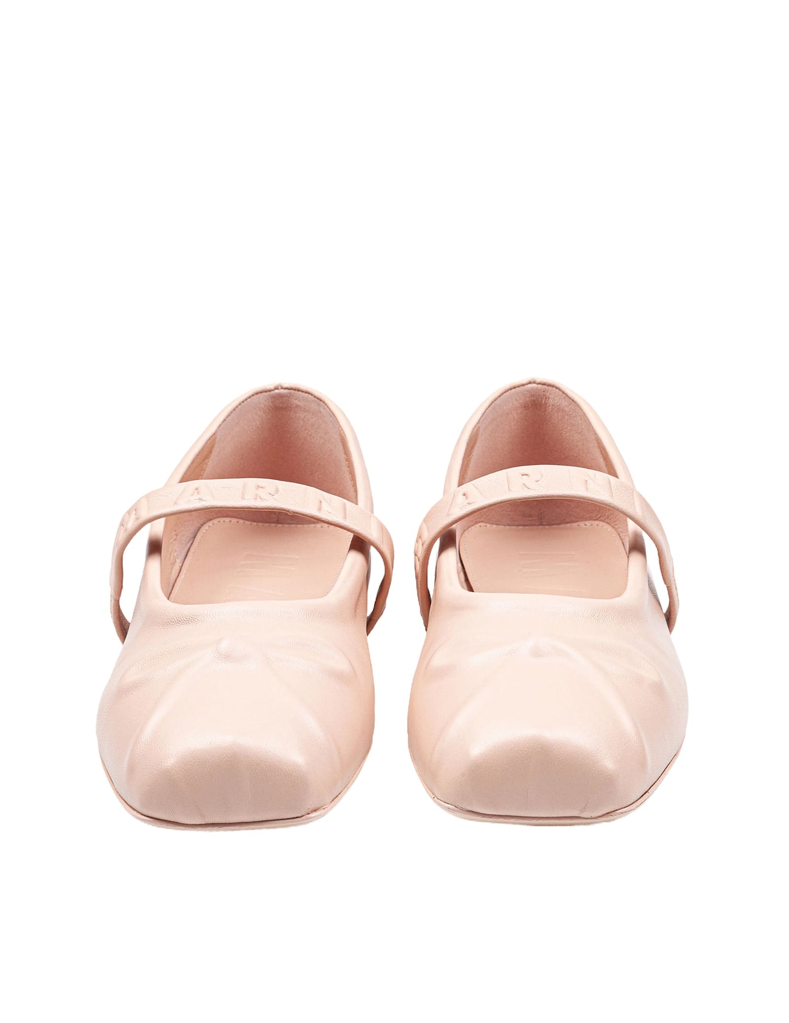 Marni Mary Jane Shoes In Leather With Embossed Bow In Pink
