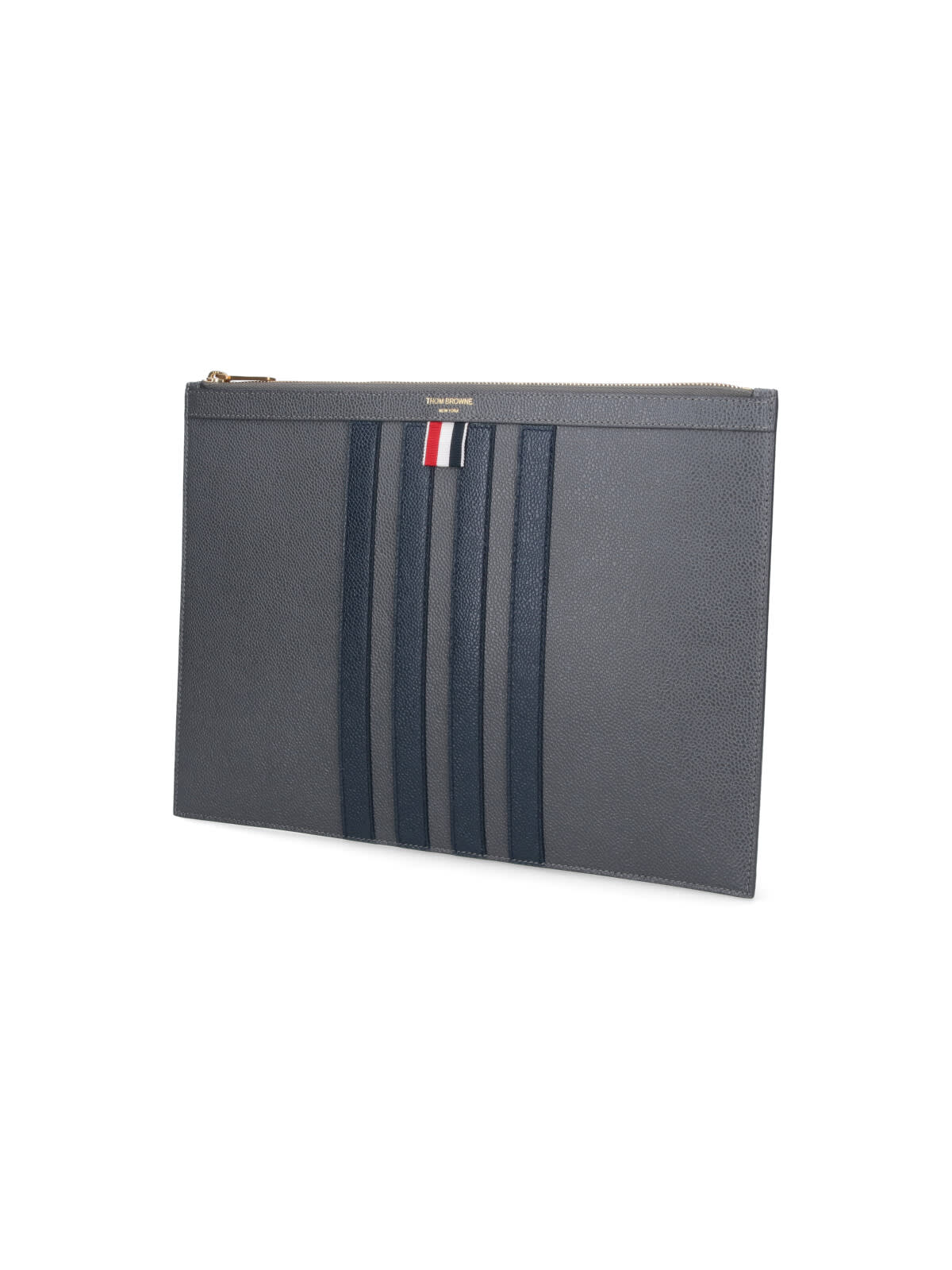 Shop Thom Browne Medium Document Holder 4-bar In Gray