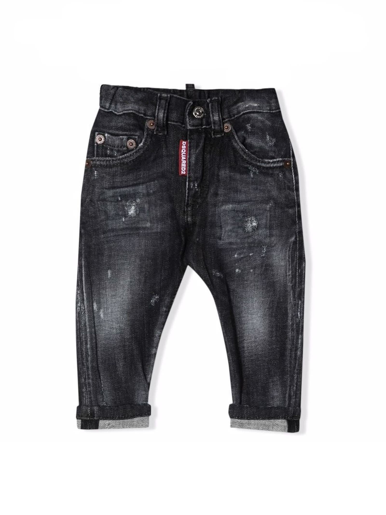 Dsquared2 Black Cotton-blend Denim Jeans