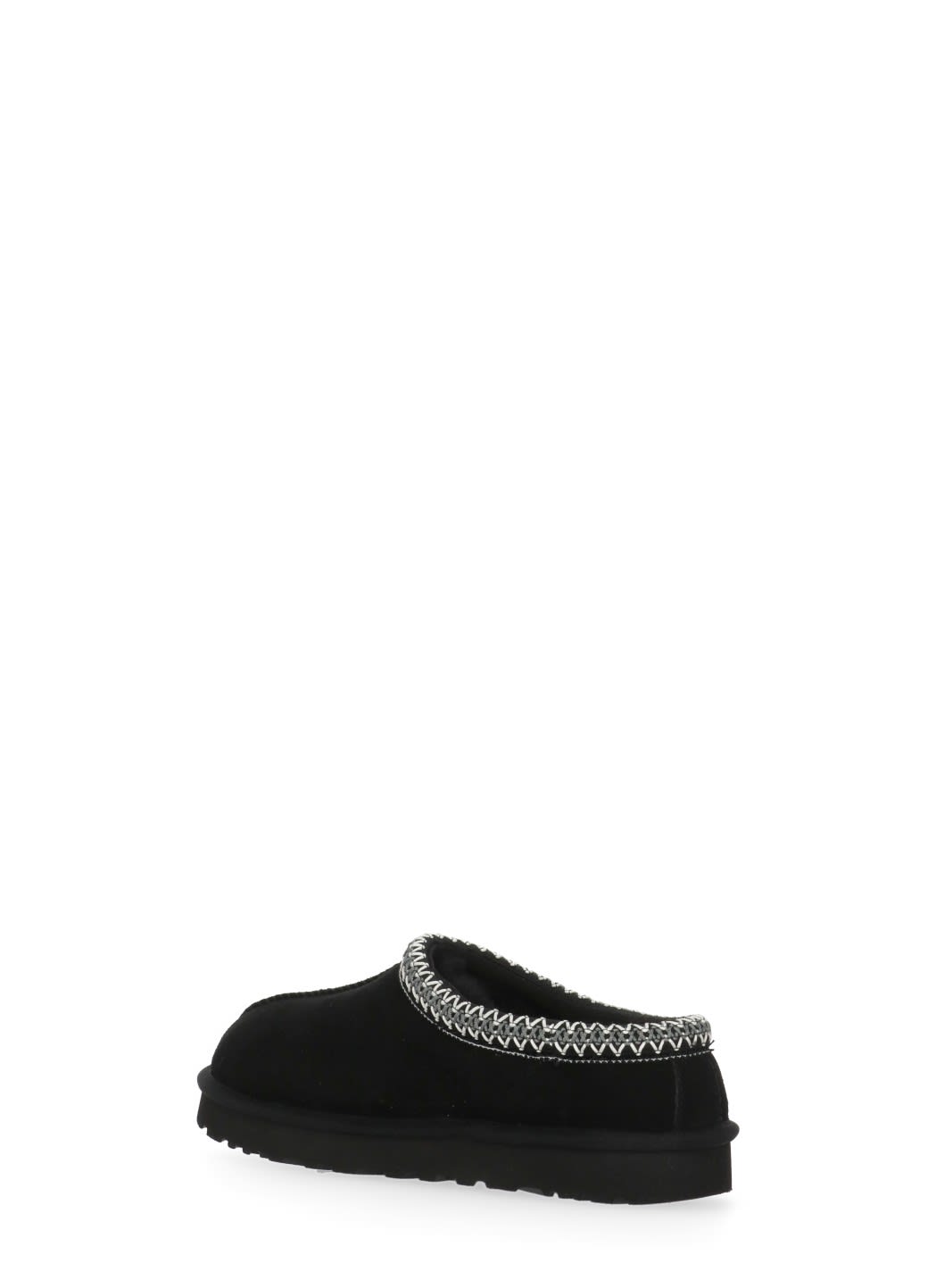 Ugg Suede Slip-on Mules With Decorative Zigzag Stitch Detail In Black