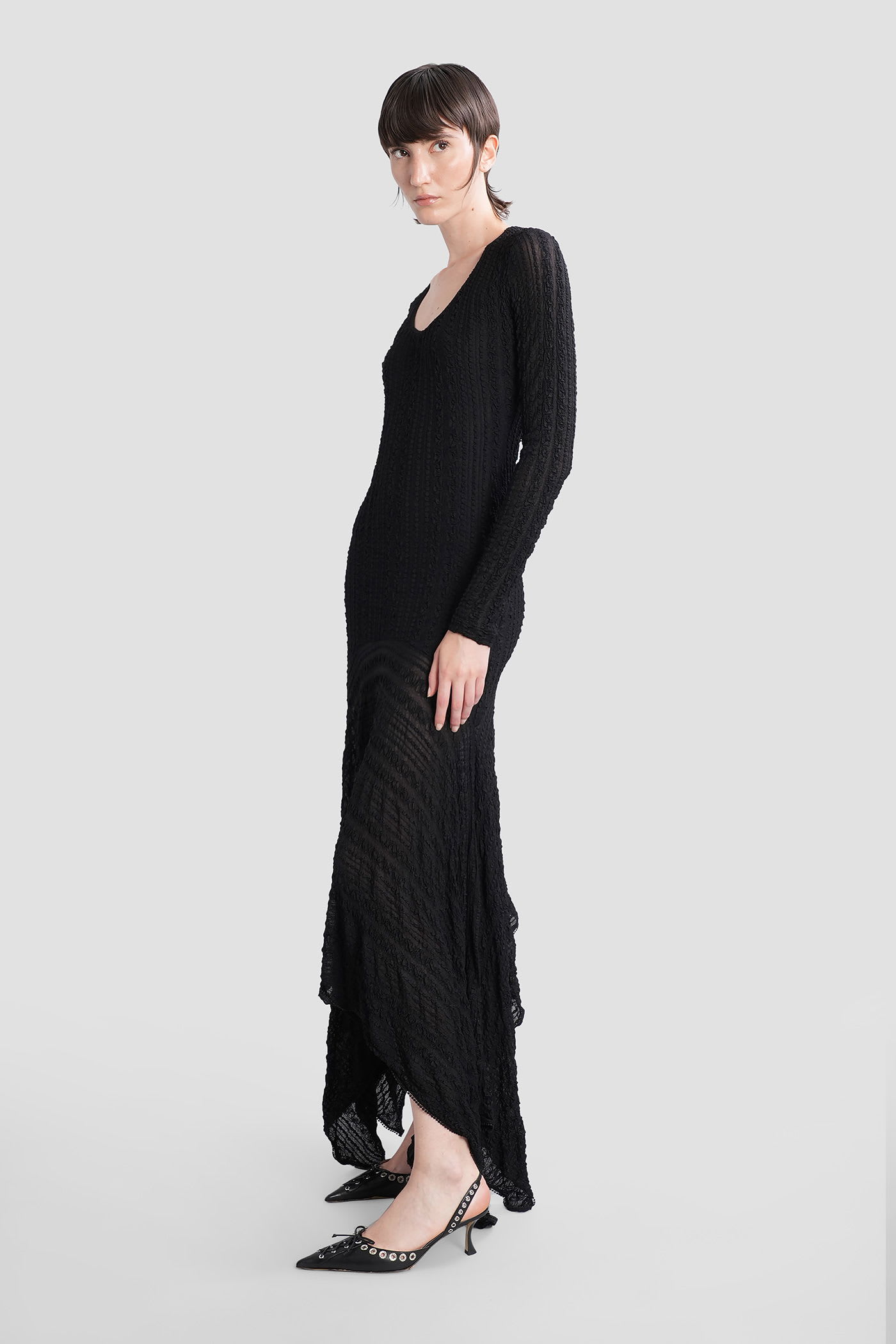 Siedres Olle Textured Asymmetric Dress In Black