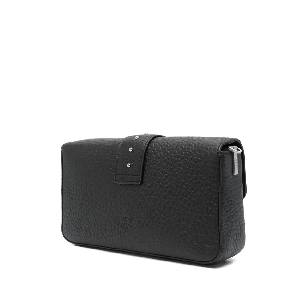Pinko Edium Classic Love Slouchy Leather Bag In Black