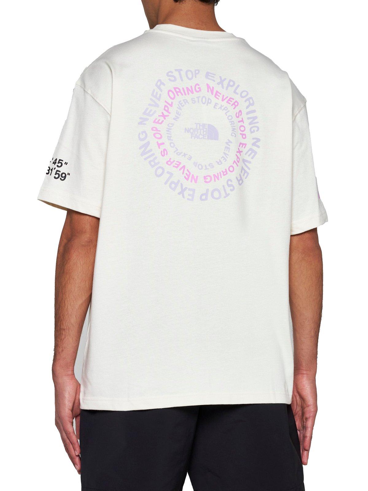 Shop The North Face Logo Printed Crewneck T-shirt In White Dune