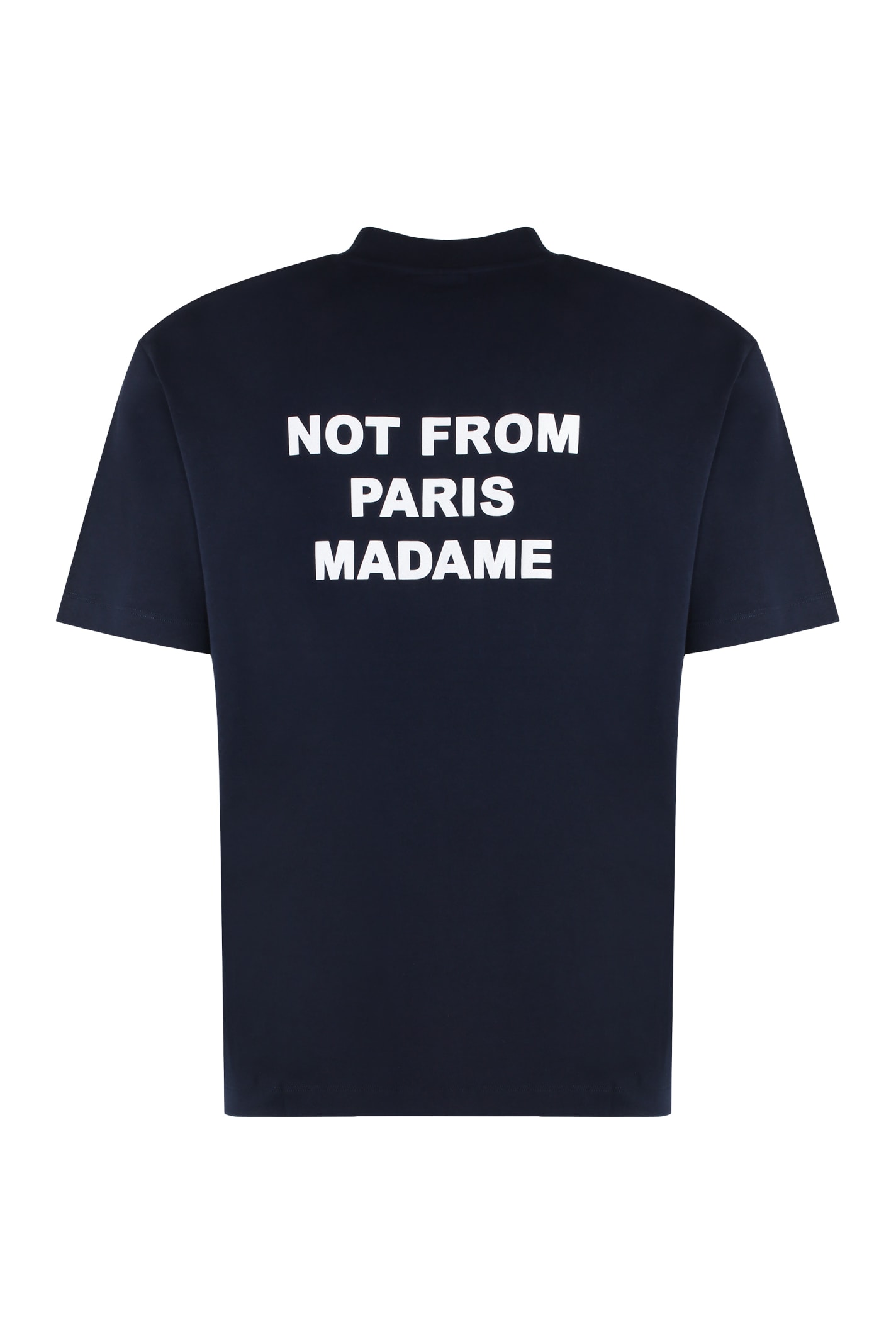 Drôle De Monsieur Blue Crewneck T-shirt With Slogan Print On The Front And Back In Cotton Man In Blue