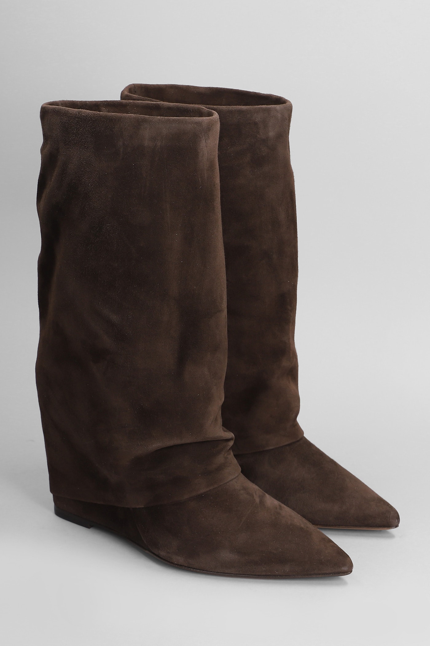 Shop The Seller High Heels Ankle Boots In Dark Brown Suede