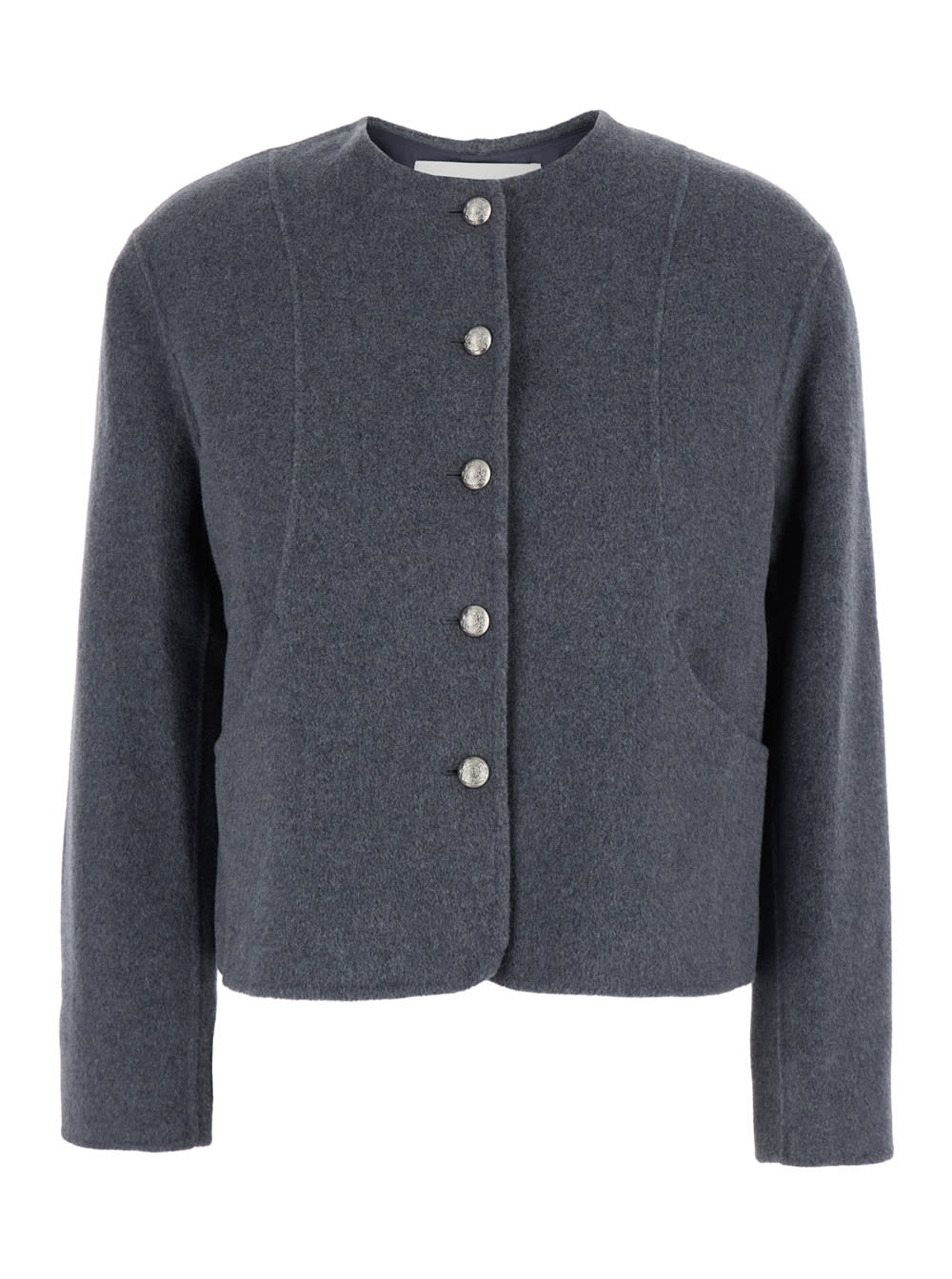 Shop Dunst Handmade Cashmere Collarless Jacket In Grey