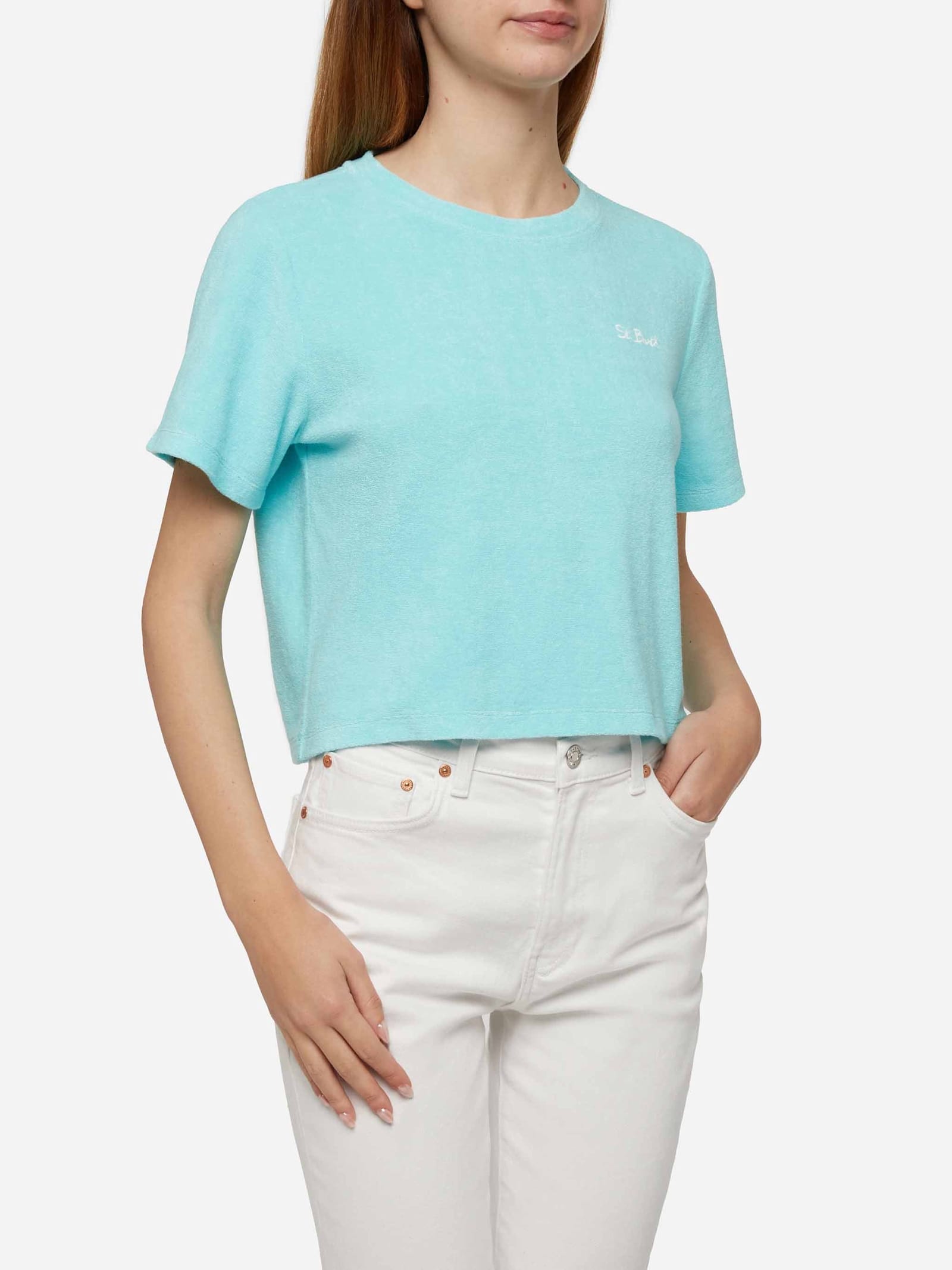 Water Green Terry Cotton T-shirt Aleja