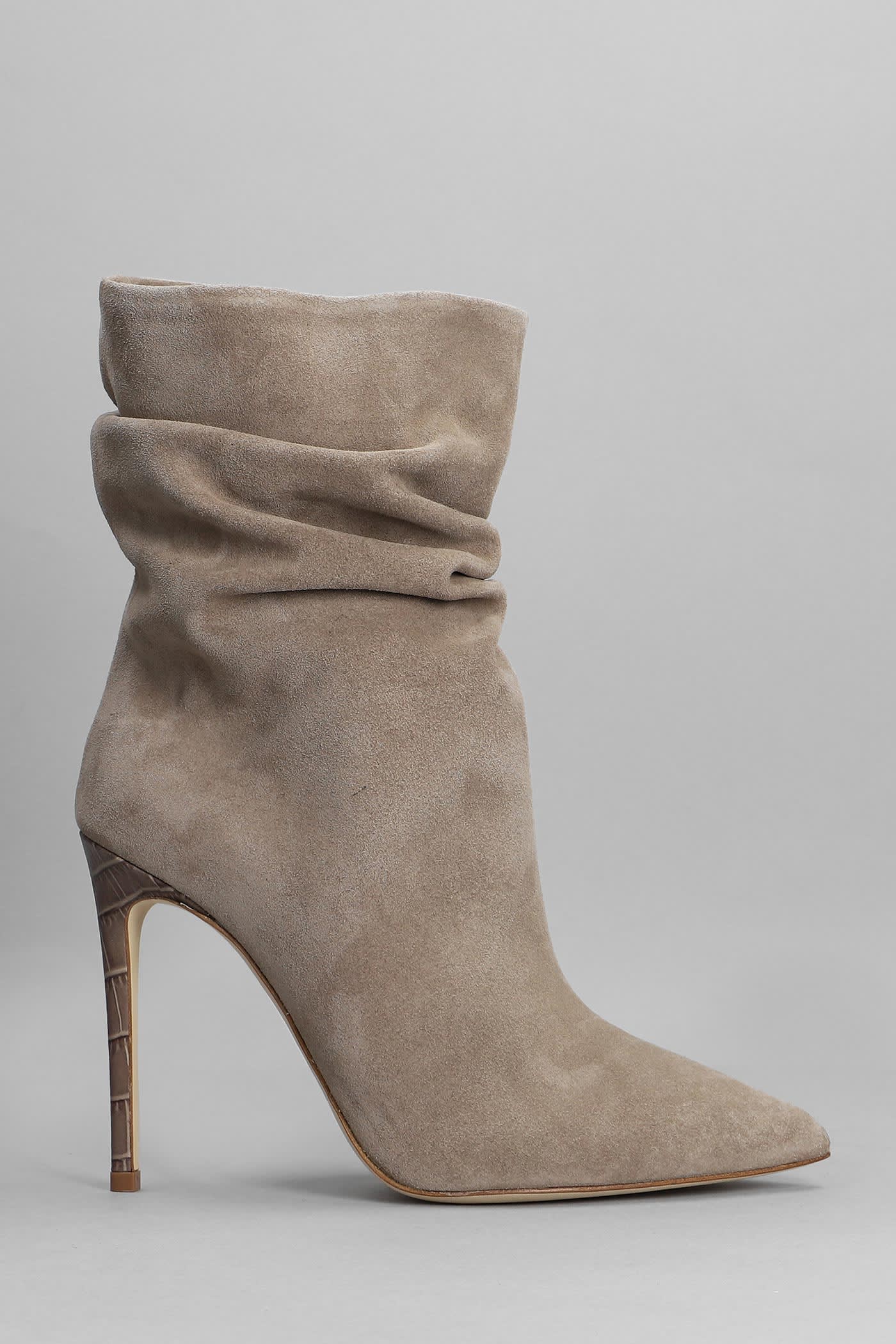 Paris Texas High Heels Ankle Boots In Taupe Suede