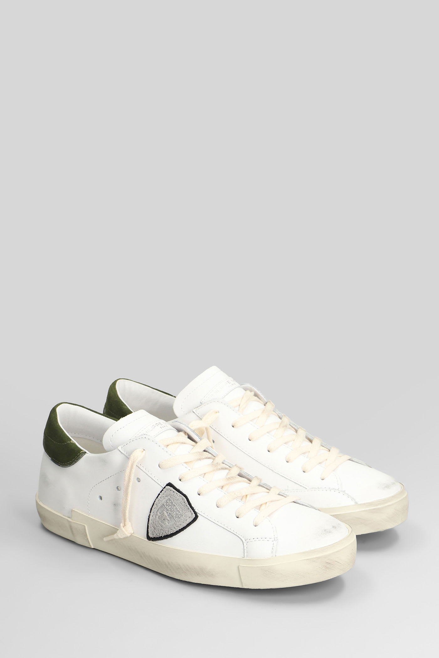 Philippe Model Prsx Low Sneakers In White Leather In White