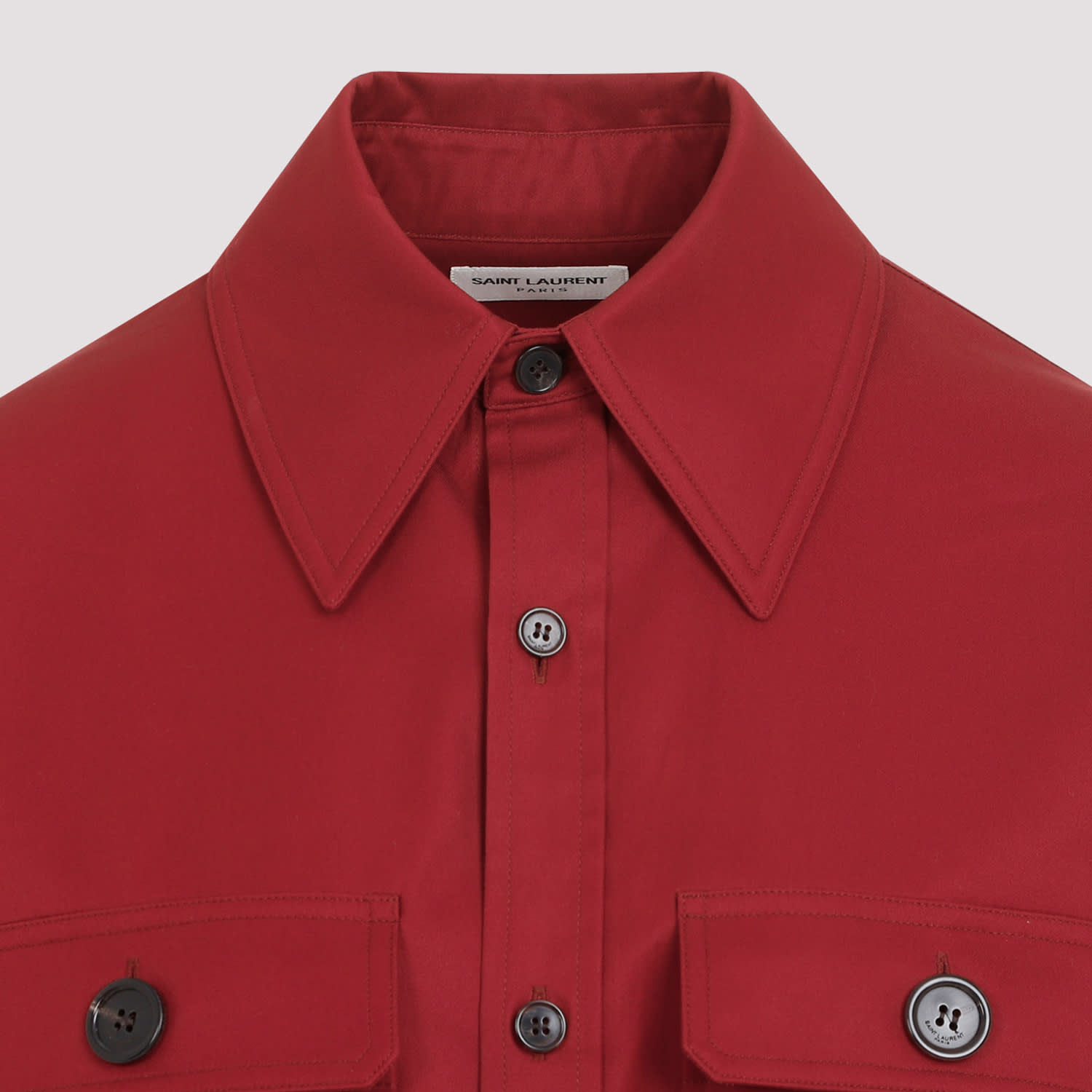 Shop Saint Laurent Cotton Shirt In Rouge Fonce