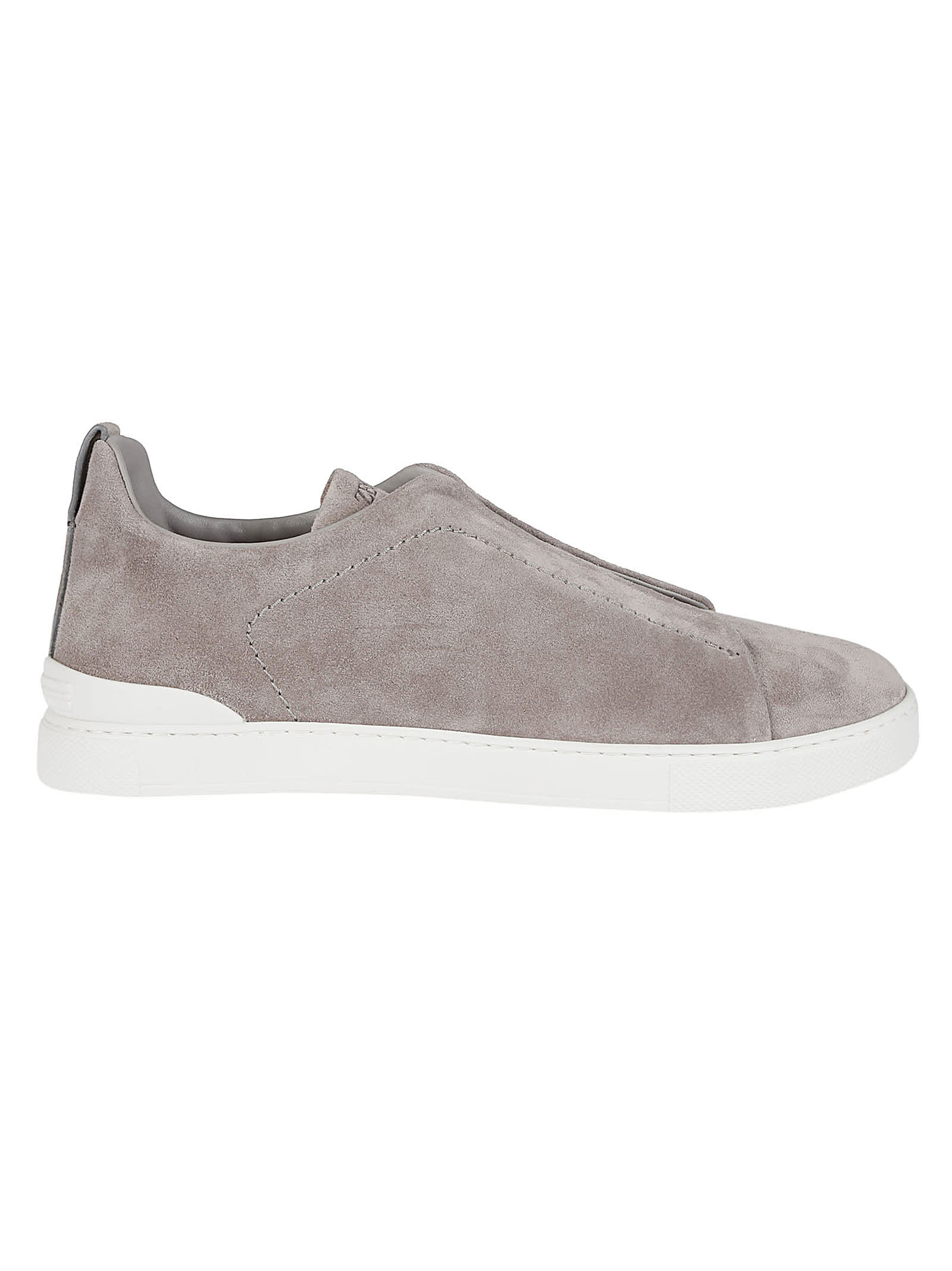 Shop Zegna Triple Stitch Low Top Sneakers In Gme Grigio Melange