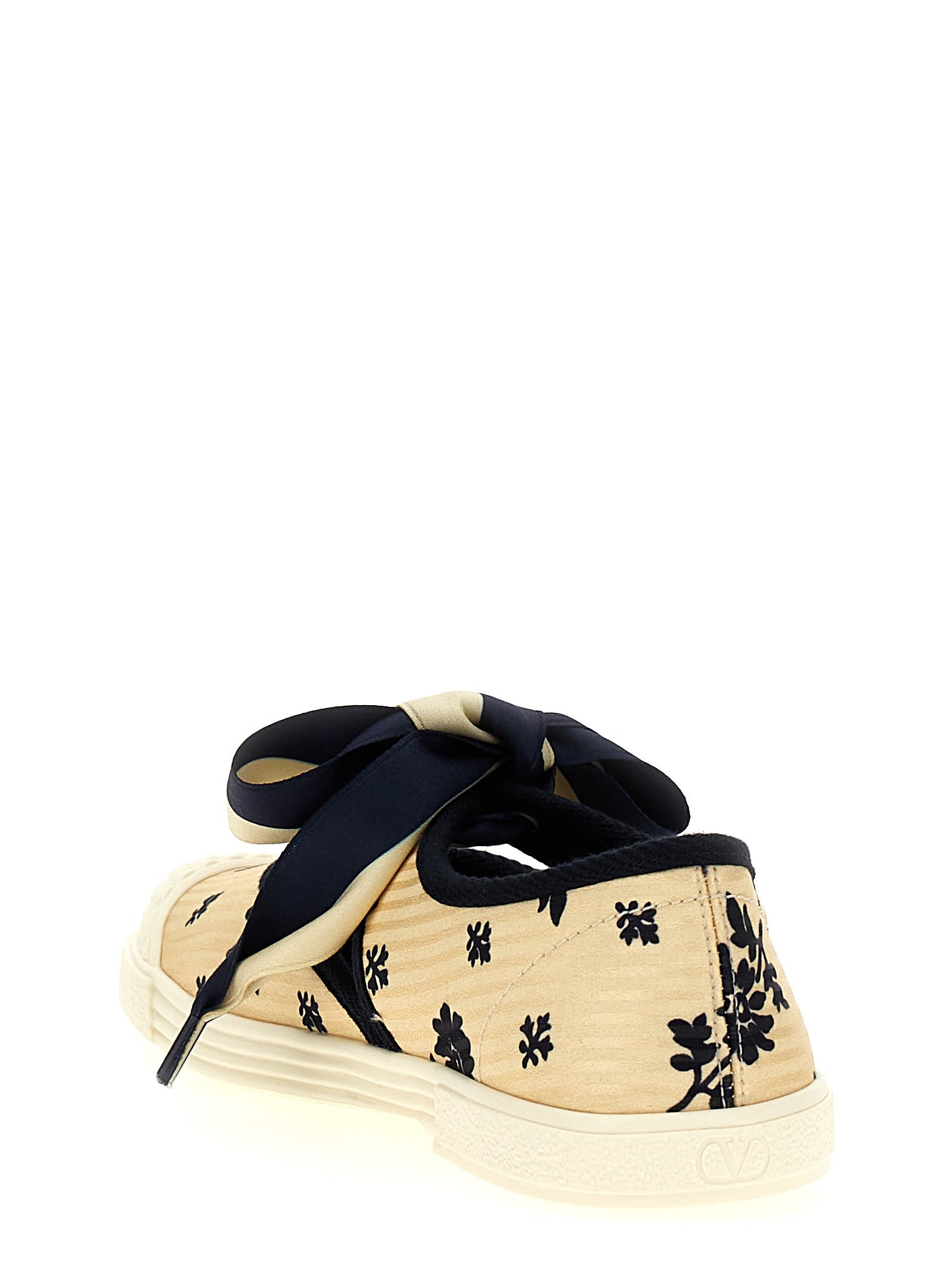 Valentino Bay By Bay Ballerina Rubber-trimmed Printed Silk-jacquard Sneakers In Multicolor