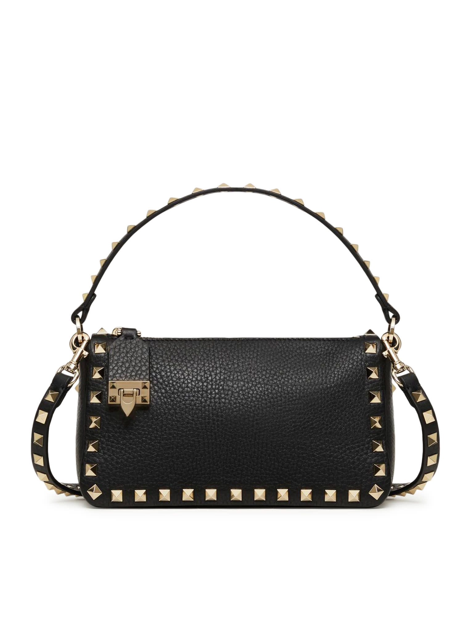 Small Rockstud Shoulder Bag In Grained Calfskin