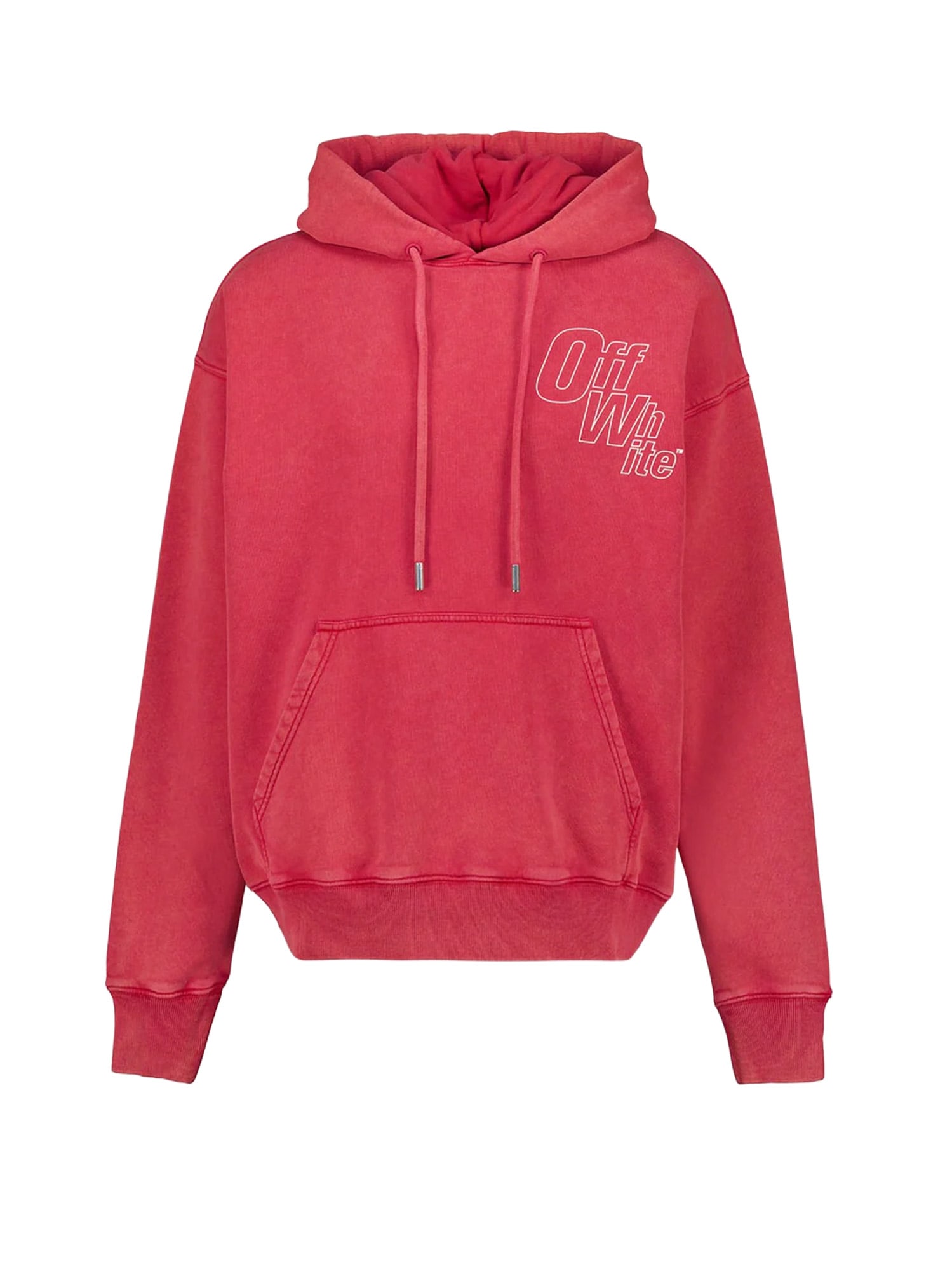 Off-white Graphic Print Hooded Sweatshirt With Kangaroo Pocket In Pink