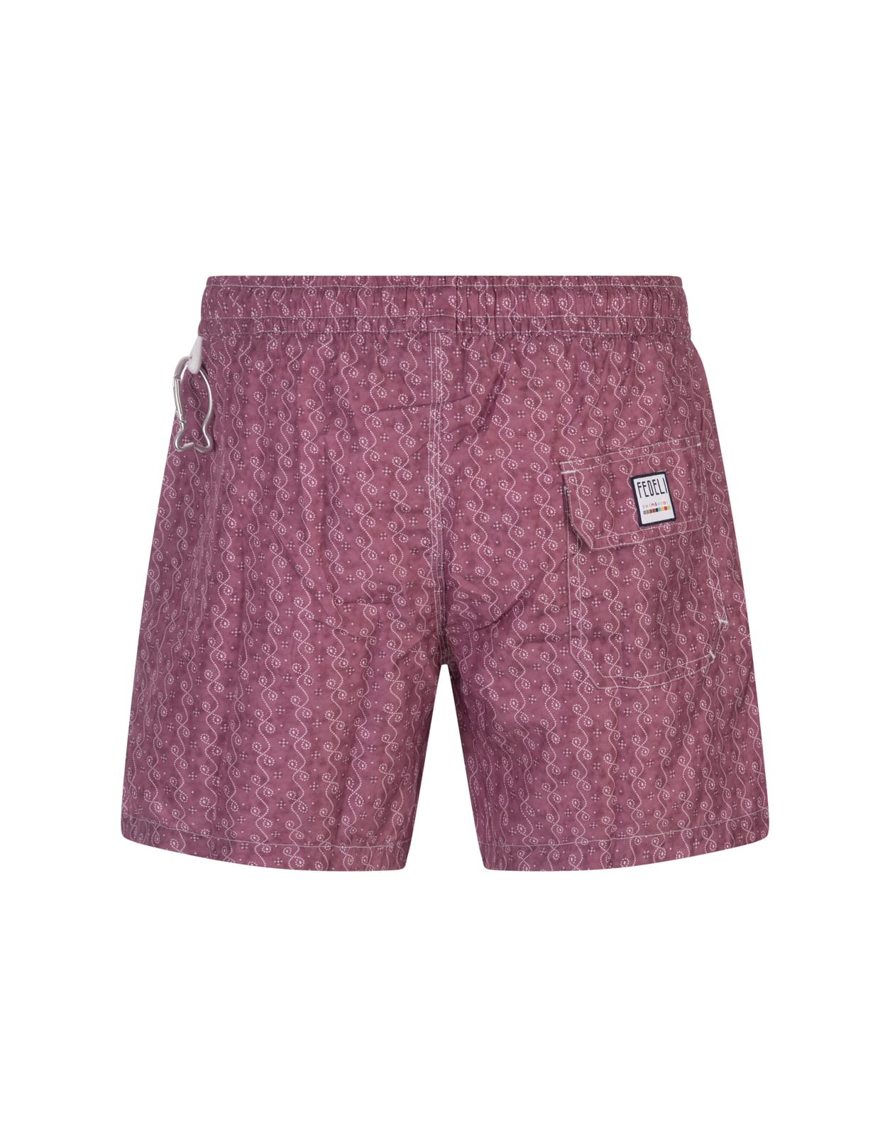 Shop Fedeli Burgundy Swim Shorts With Dolphins Pattern In Red