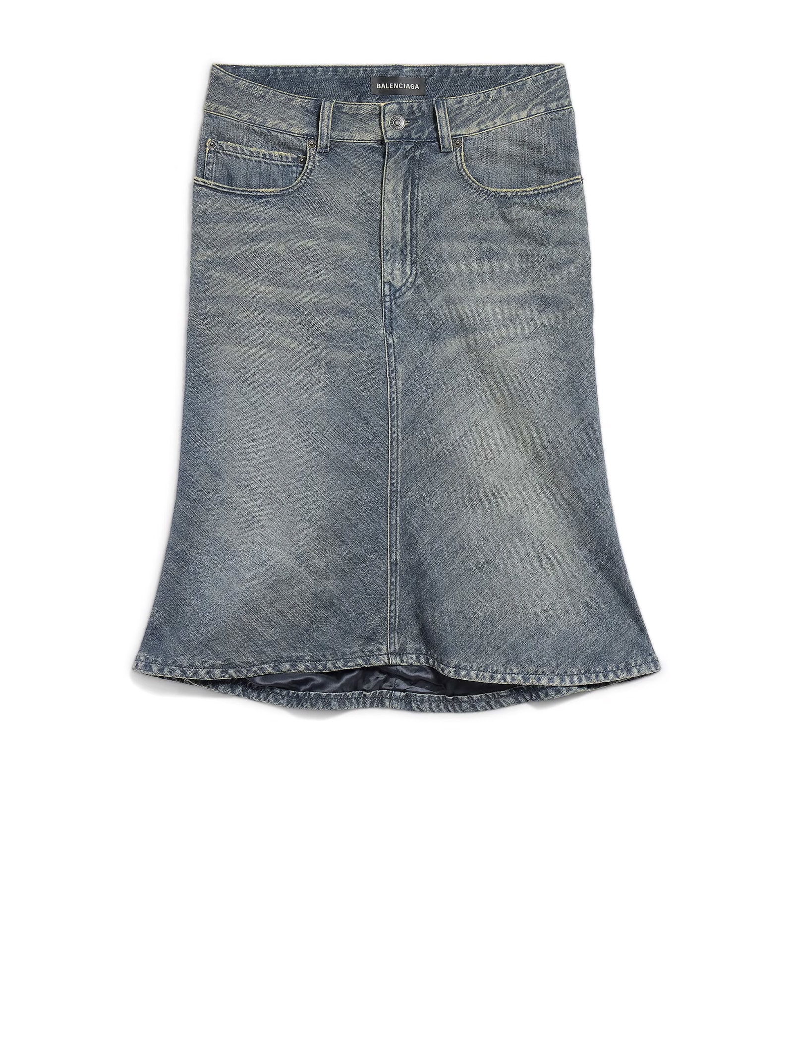 Balenciaga Godet Mini Skirt In Blue