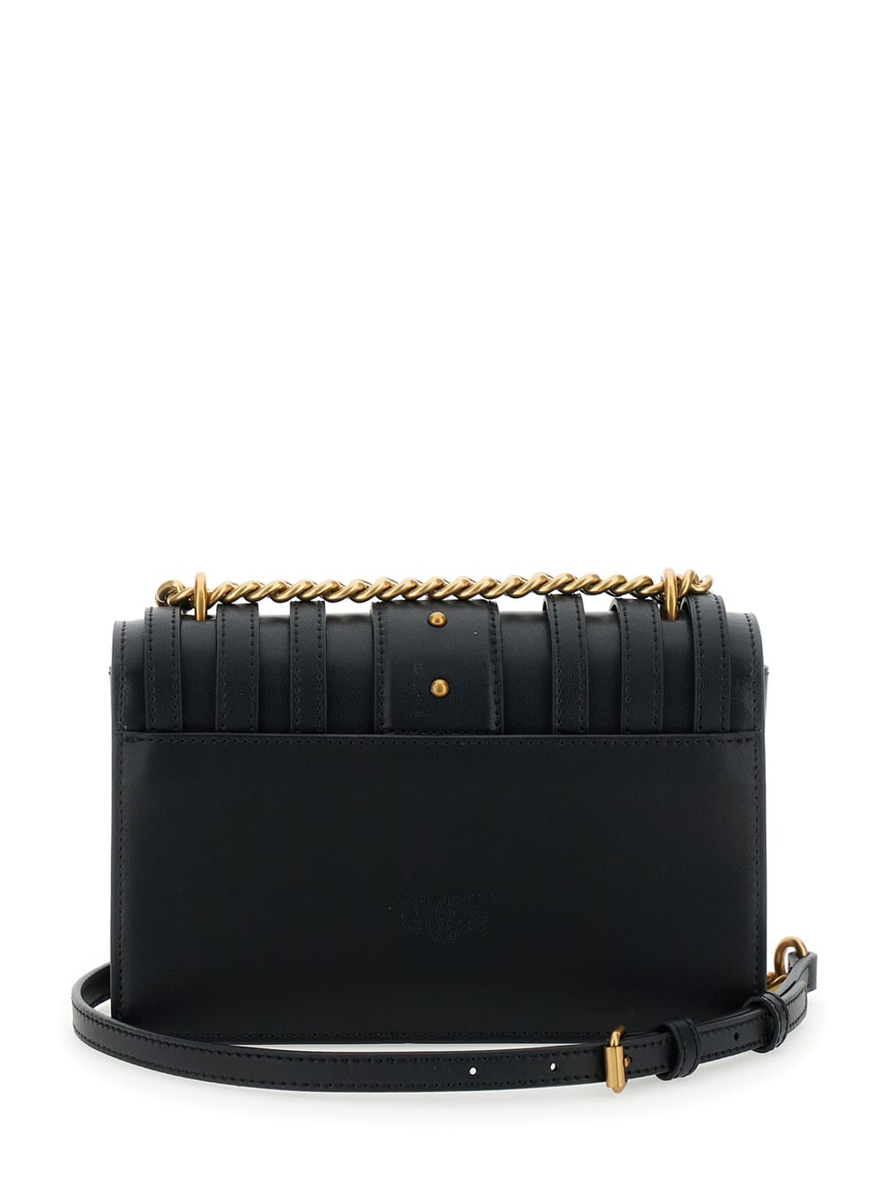 Pinko Love Leather Shoulder Bag With Straps In Black