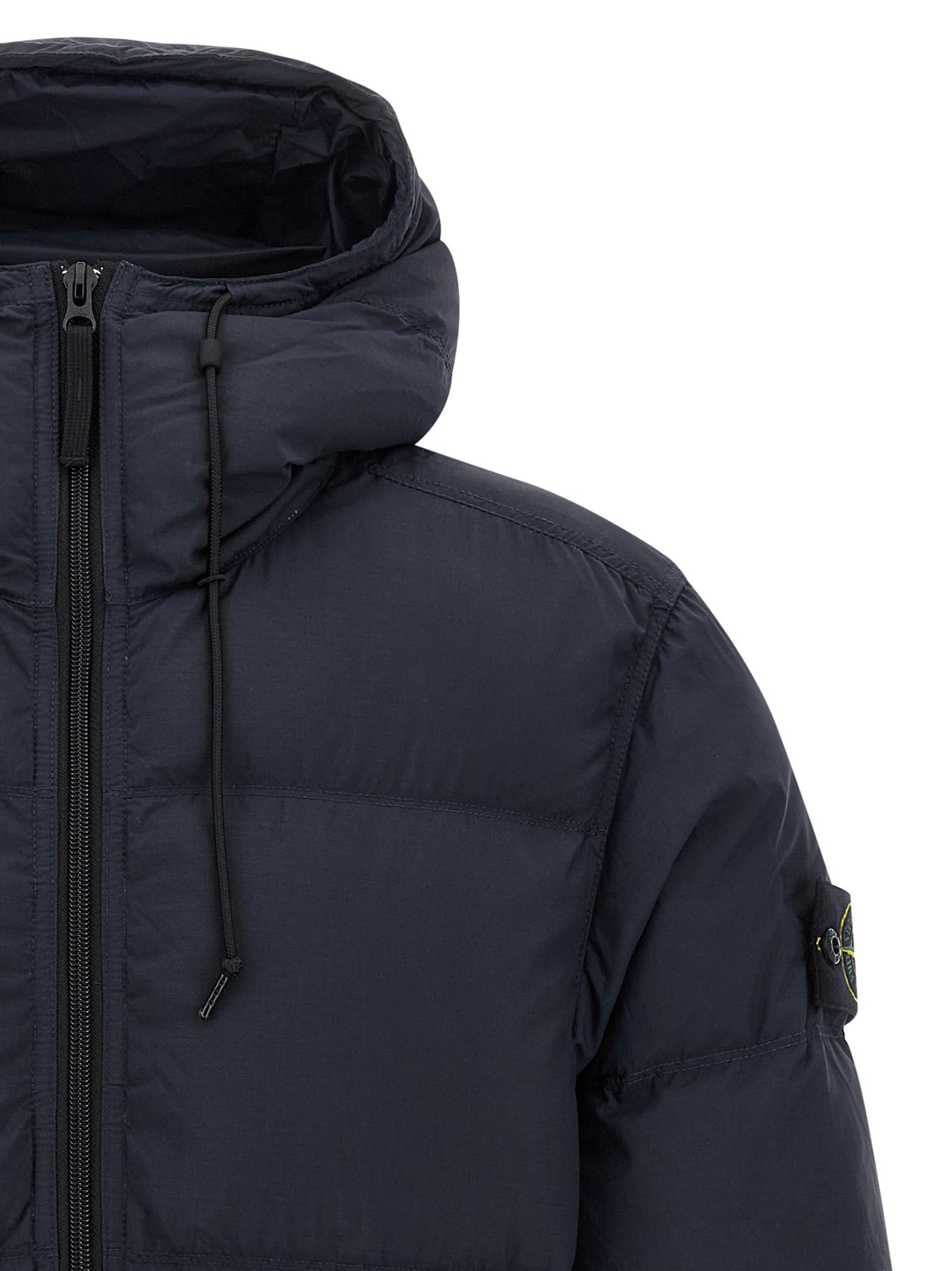 Stone Island Down Parka In Cordura Ripstop Matt Nylon In Blue