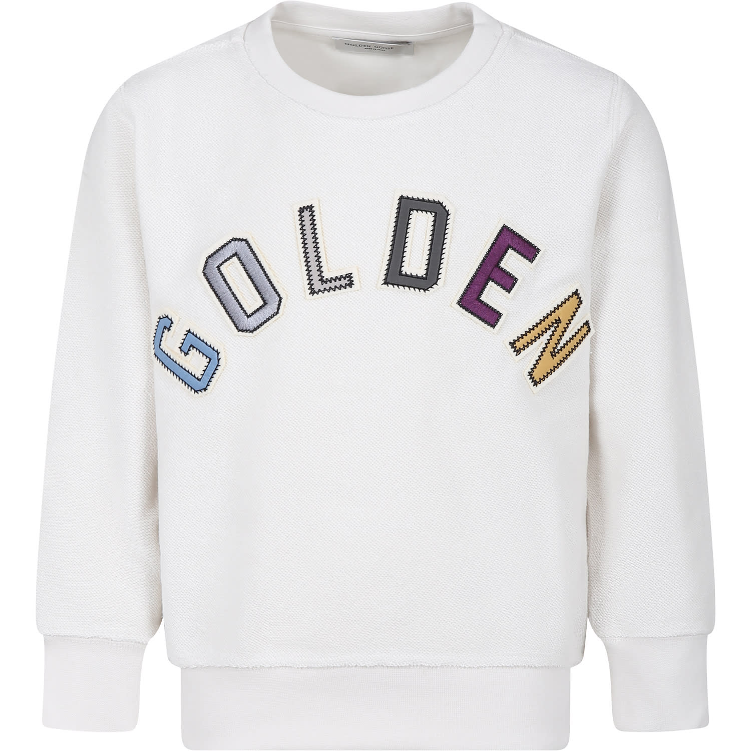 Shop Golden Goose Ivory Sweatshirt For Kids With Logo