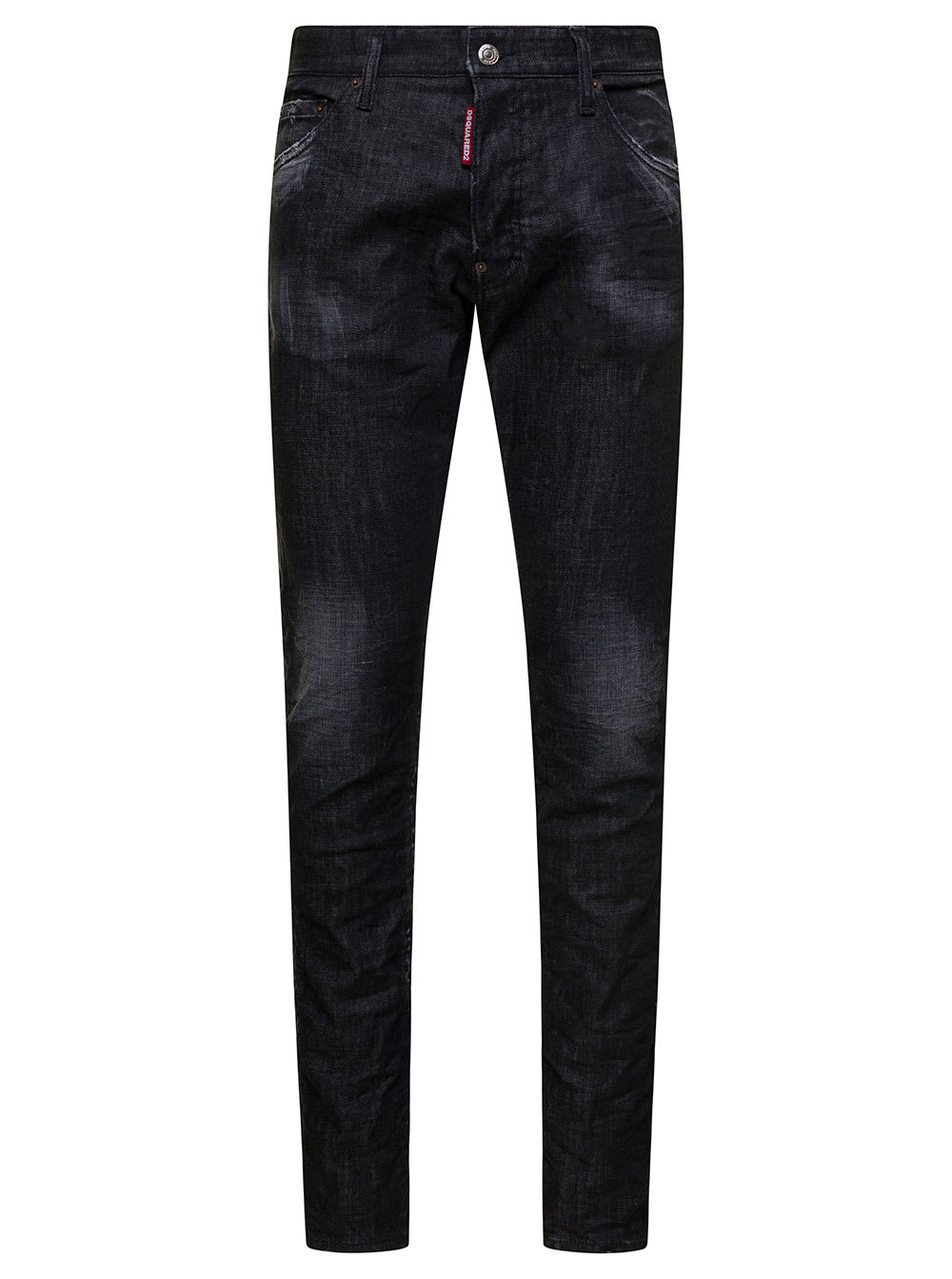 Dsquared2 cool Guy Black Five Pockets Jeans With Used Wash In Stretch Cotton Denim Man
