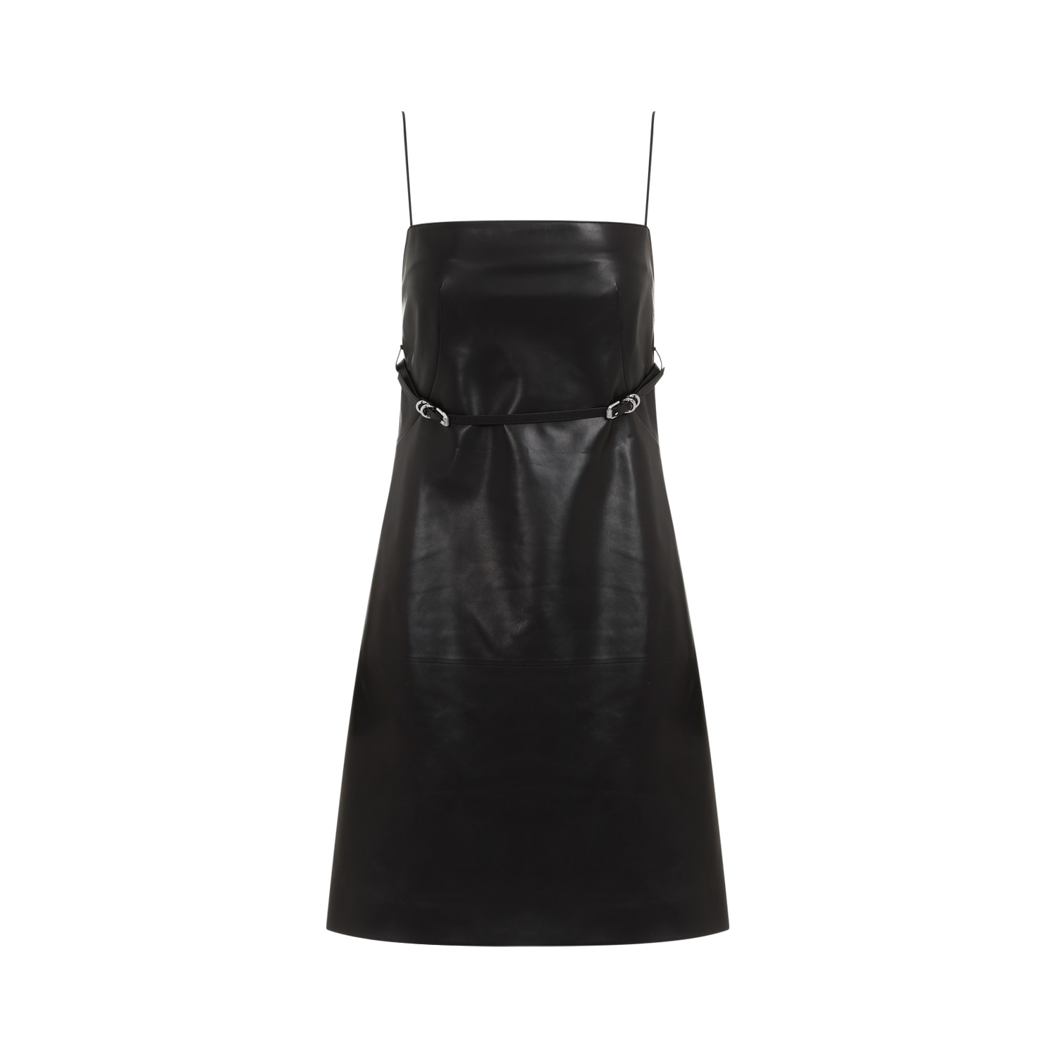 Shop Givenchy Voyou Leather Mini Dress In Black