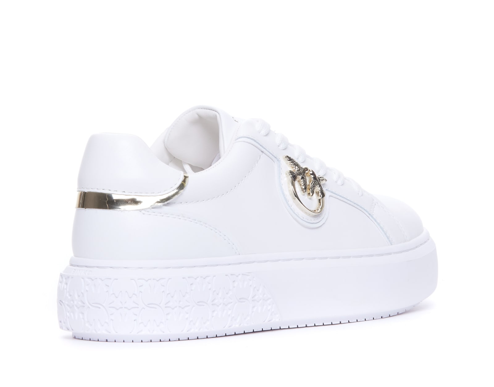 Pinko Yoko 01 Panelled Sneaker With Padded Ankle In Zia Bianco Platino
