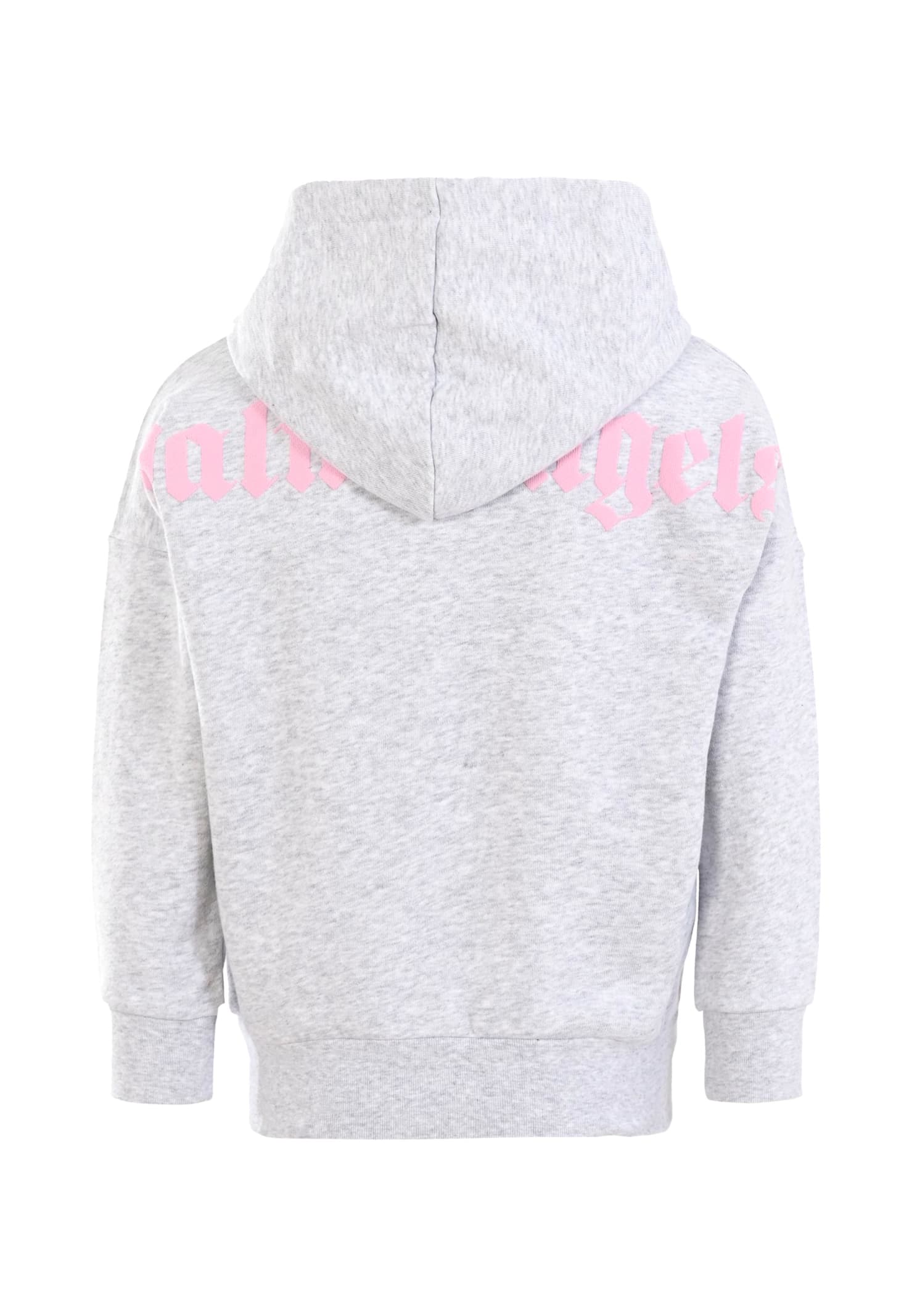 Palm Angels Kids Top With Embroidered Logo And Hood In Gray