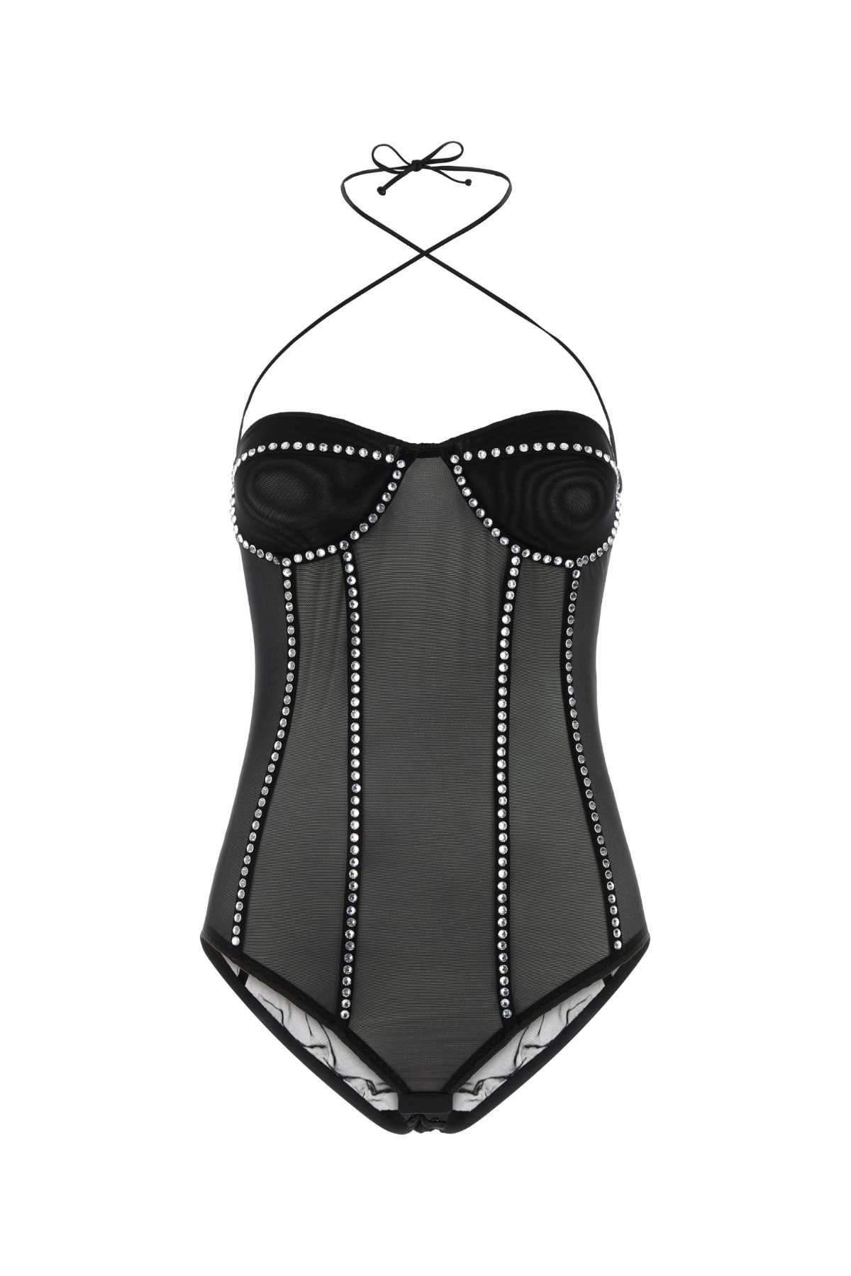 Shop Oseree Black Stretch Mesh Bodysuit