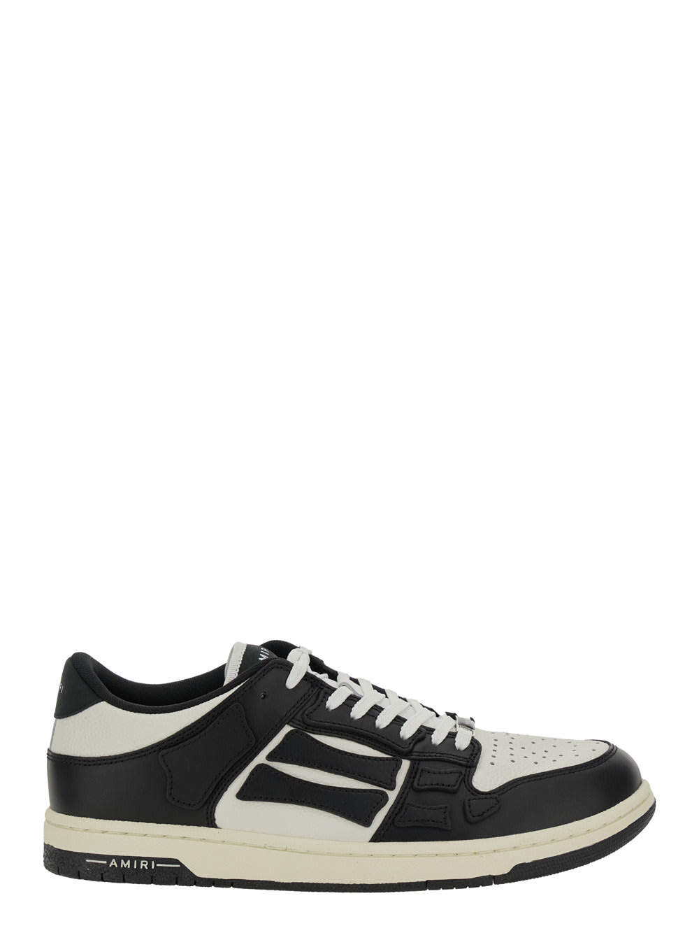 skel Top Low Black And White Sneakers With Logo Patch On Thetongue And Contrasting Details On The Side In Leather Man