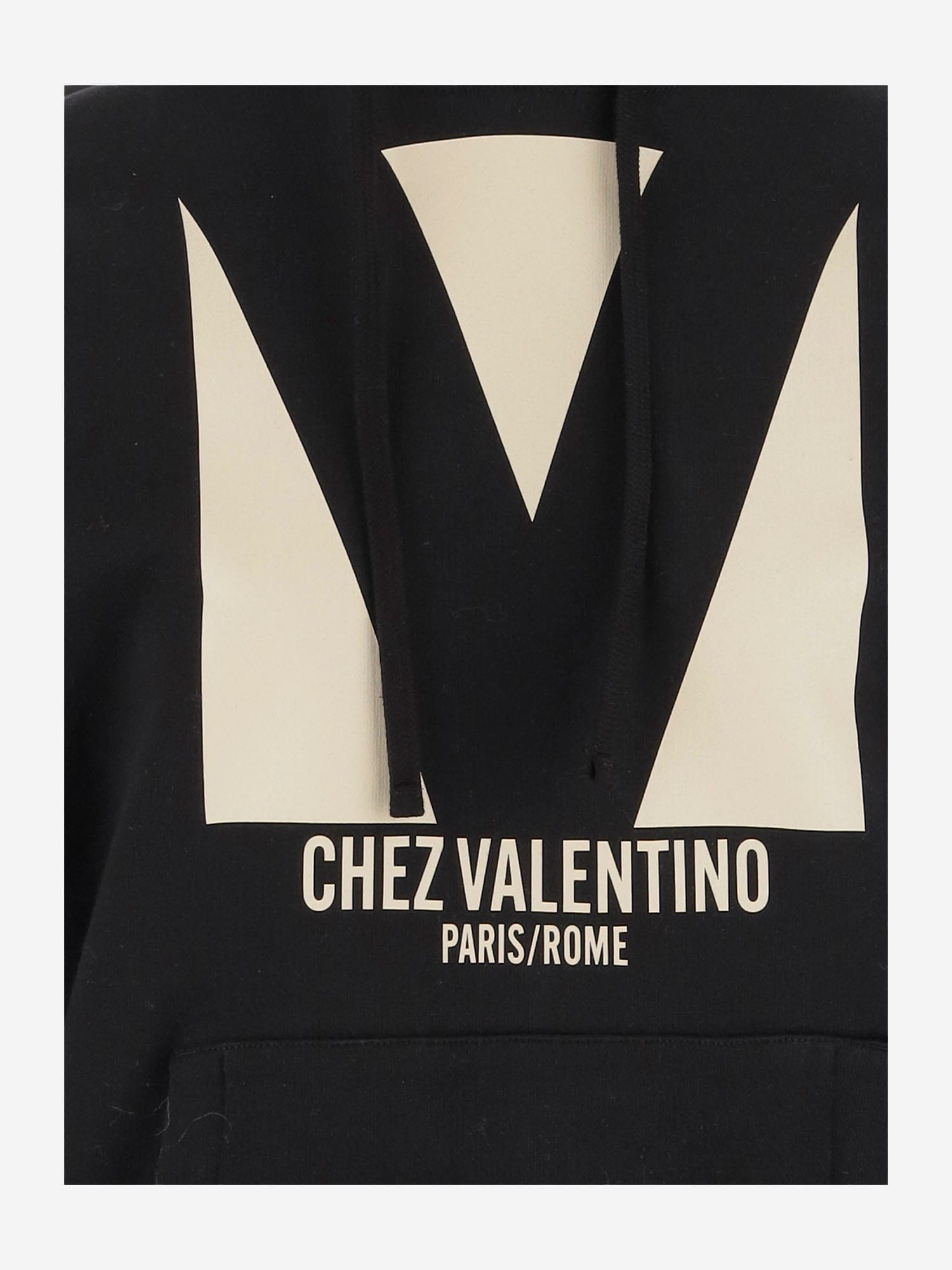 Valentino Garavani Cotton Hoodie With Print In Black