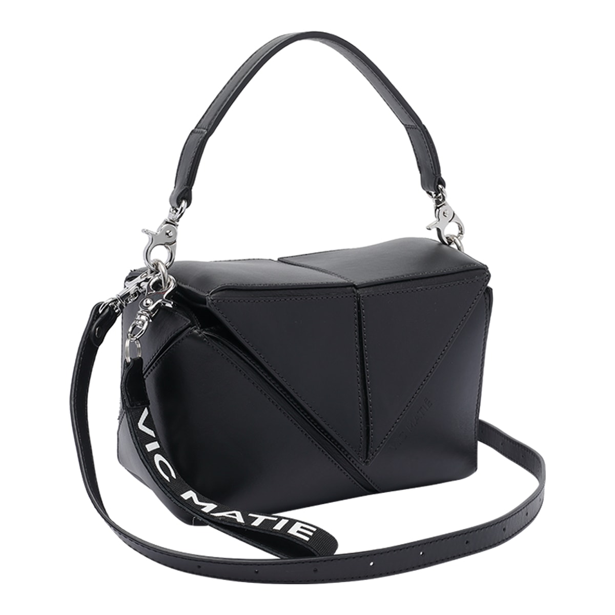 Vic Matie Rochelle Geometric Shoulder Bag In Black