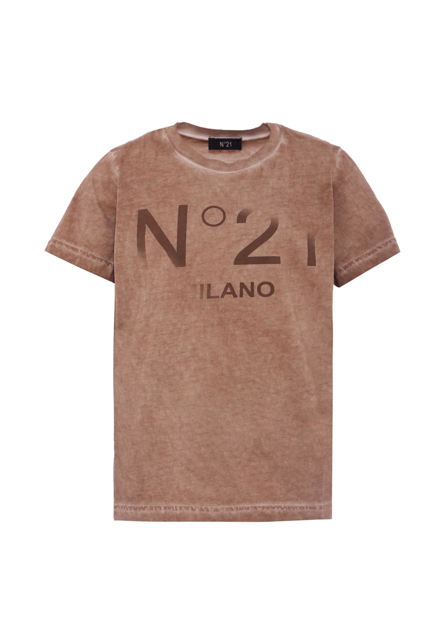 N°21 Kids' Brown T-shirt For Boy With Logo