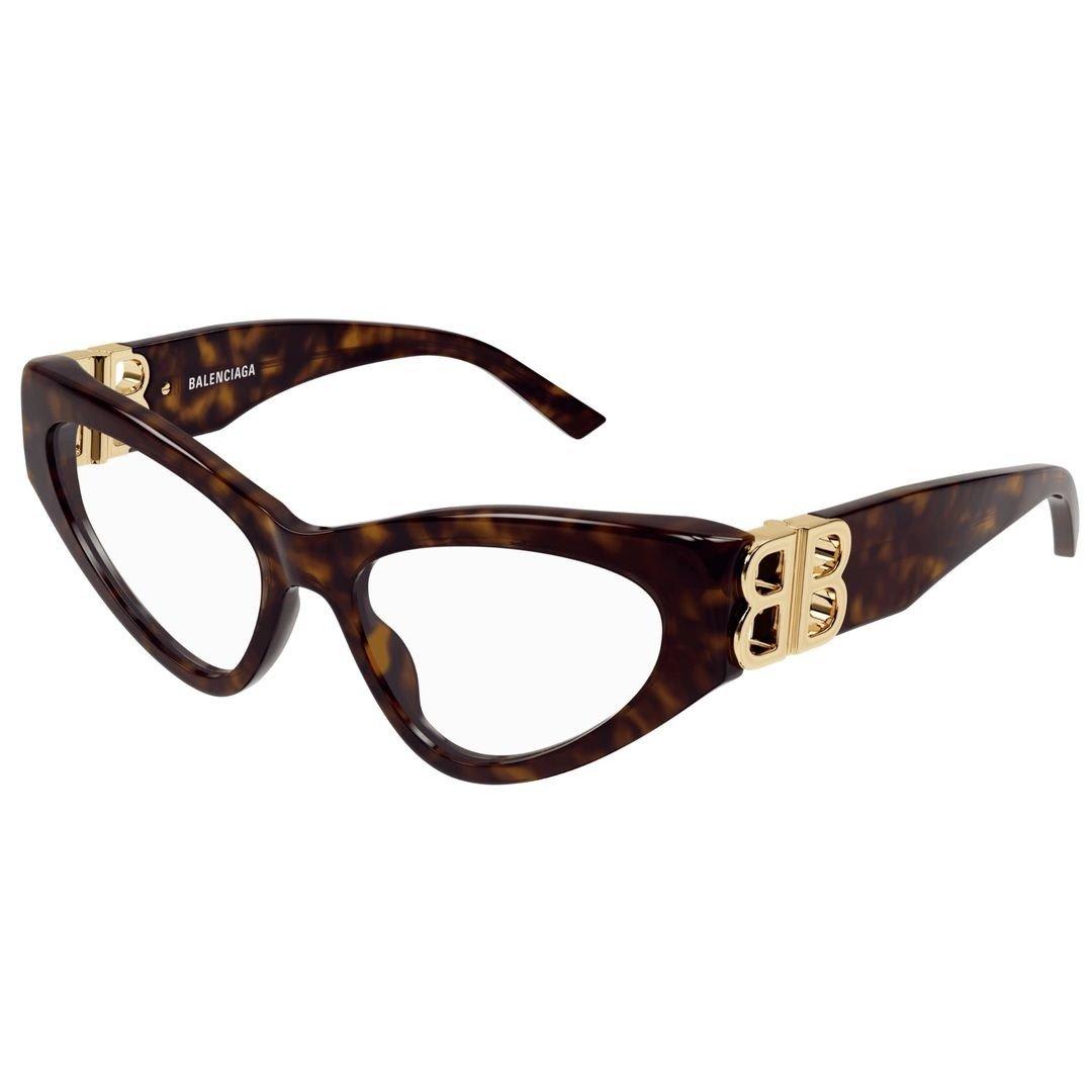 Balenciaga Cat-eye Frame Glasses In 002 Havana Havana Transpa