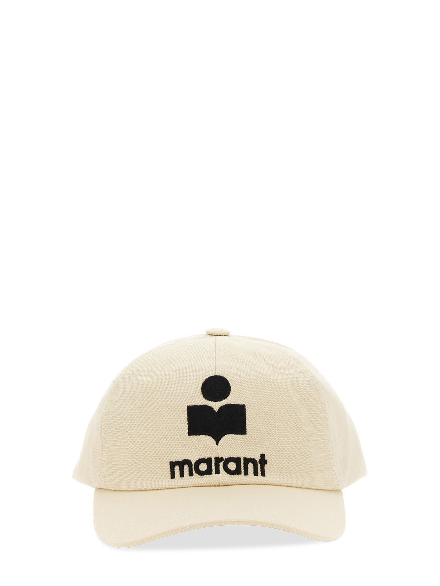 Shop Isabel Marant Baseball Hat With Logo In Ecru/black