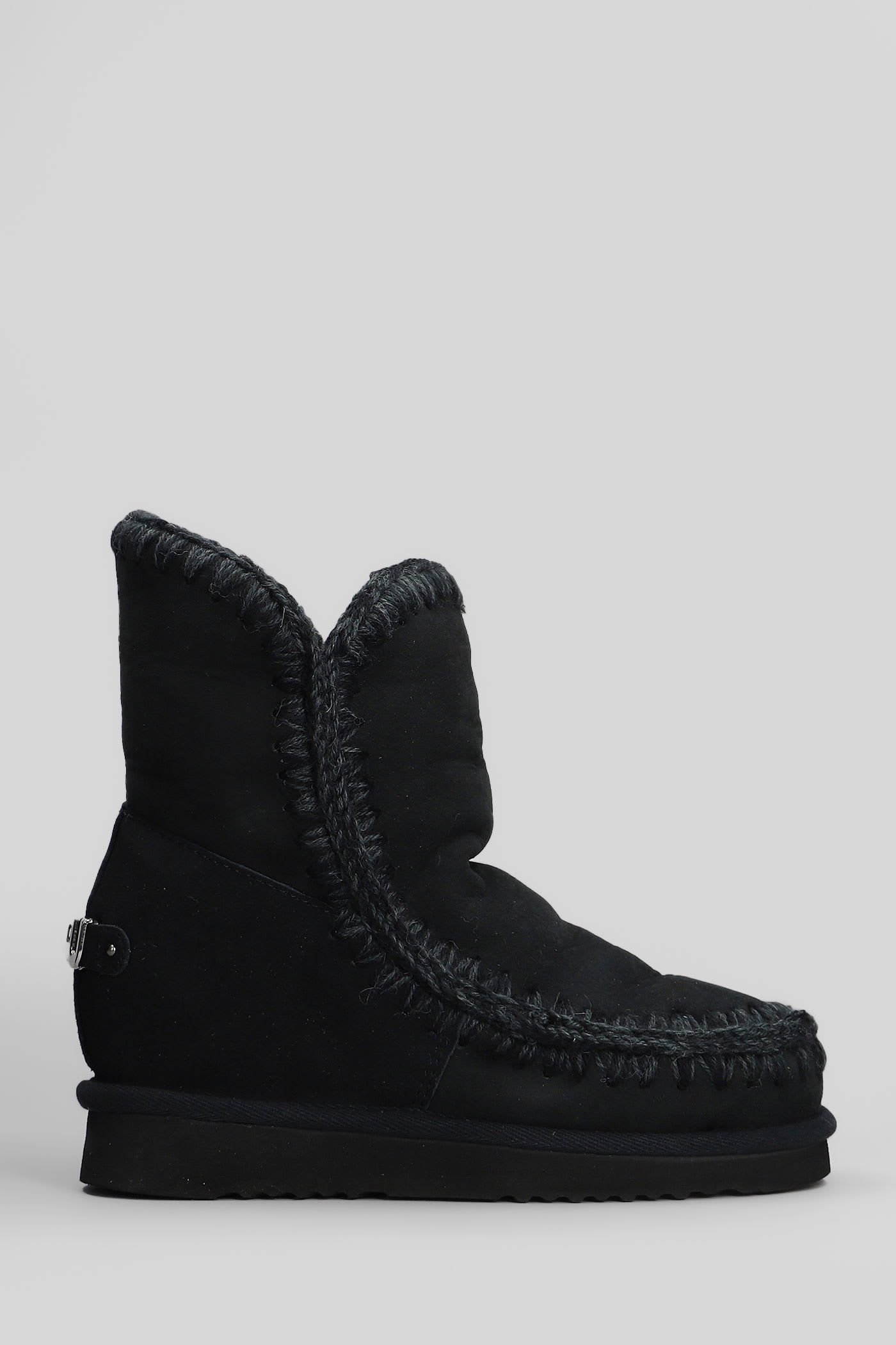 Mou Inner Wedge Ankle Boots Inside Wedge In Black Suede