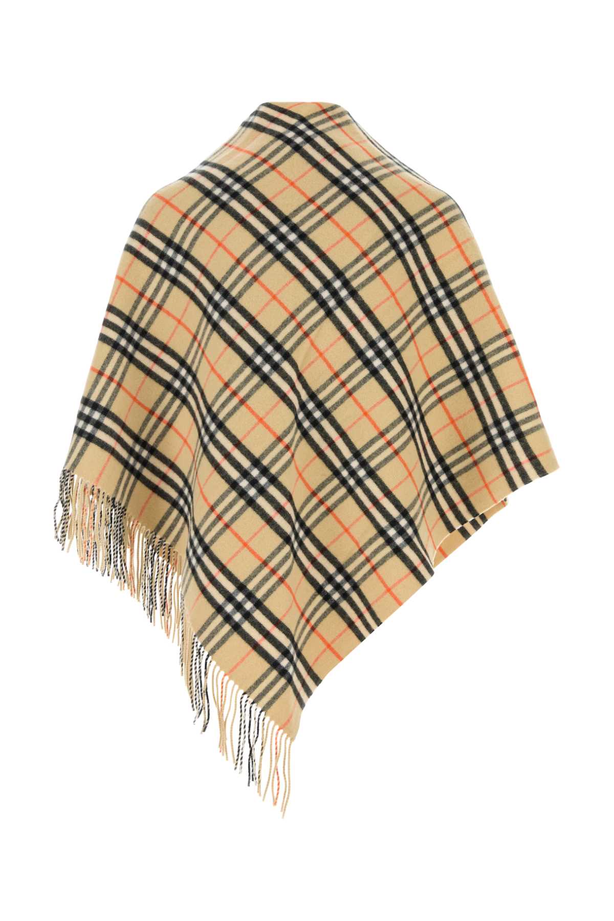 Burberry Embroidered Wool Blend Cape In Brown