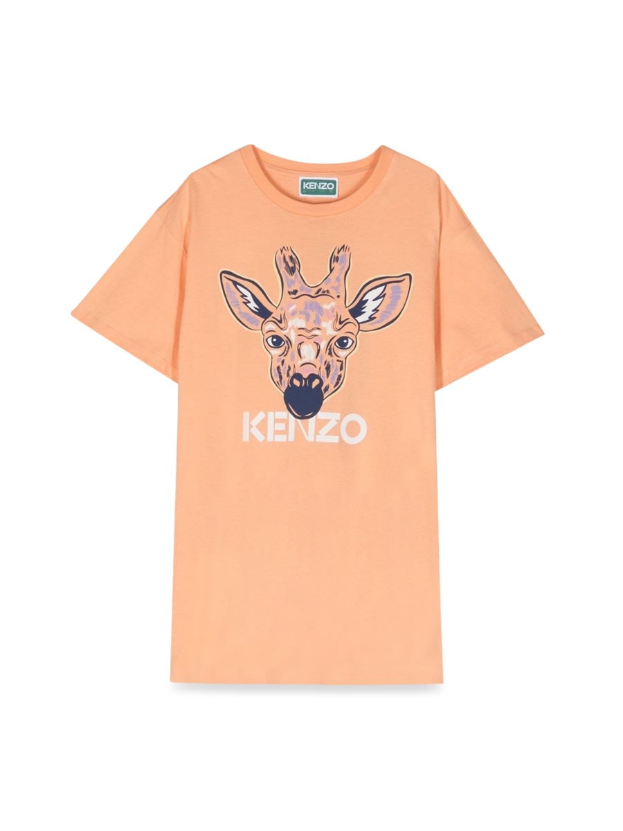 Kenzo Kids' Giraffe T-shirt Dress In Yellow