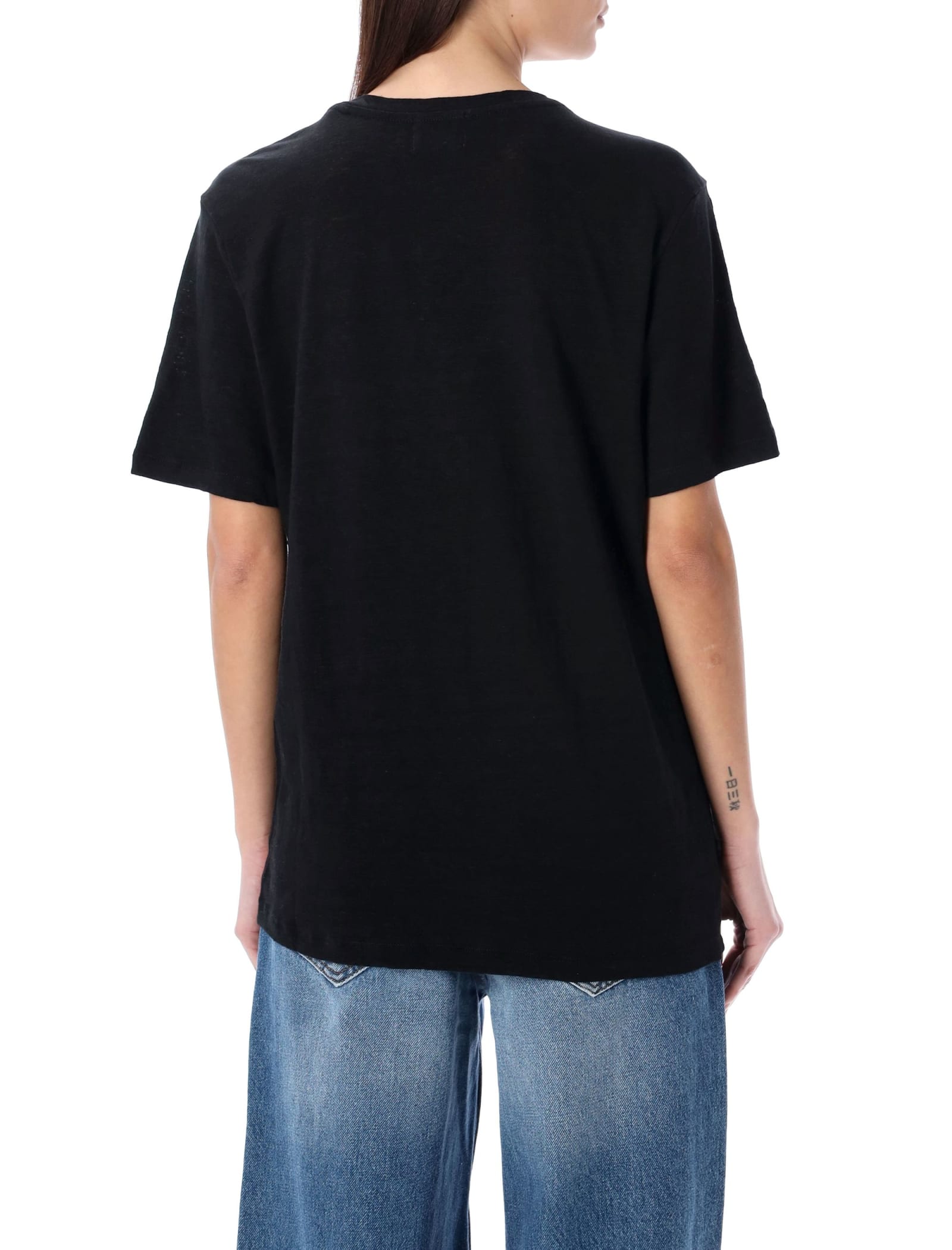 Isabel Marant Étoile Marant Etoile Koldi Logo Cotton T Shirt In Black